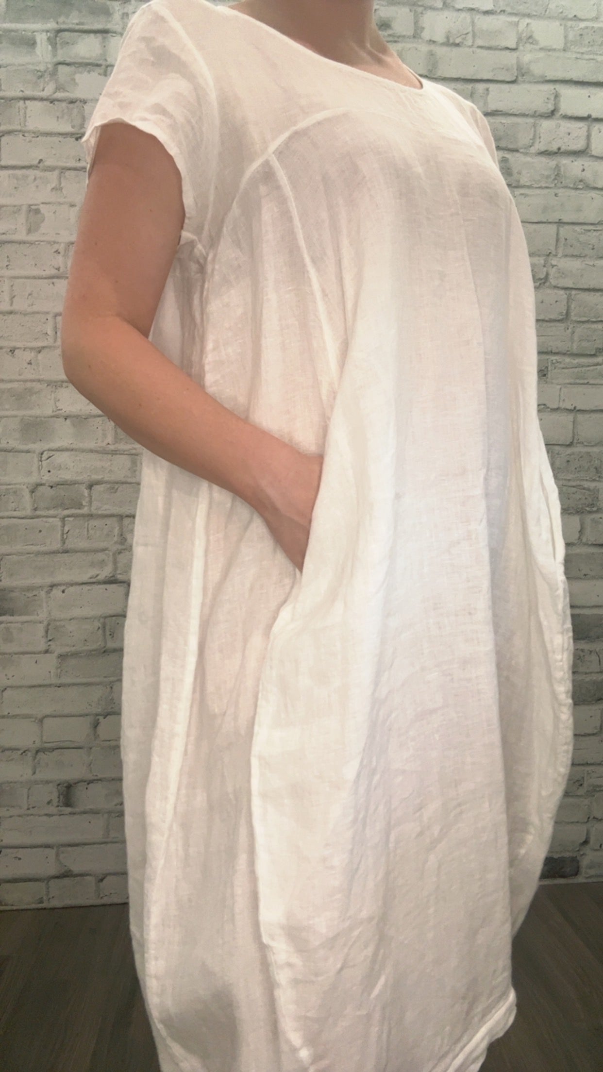 Loose Linen Dress with Pockets - 21001