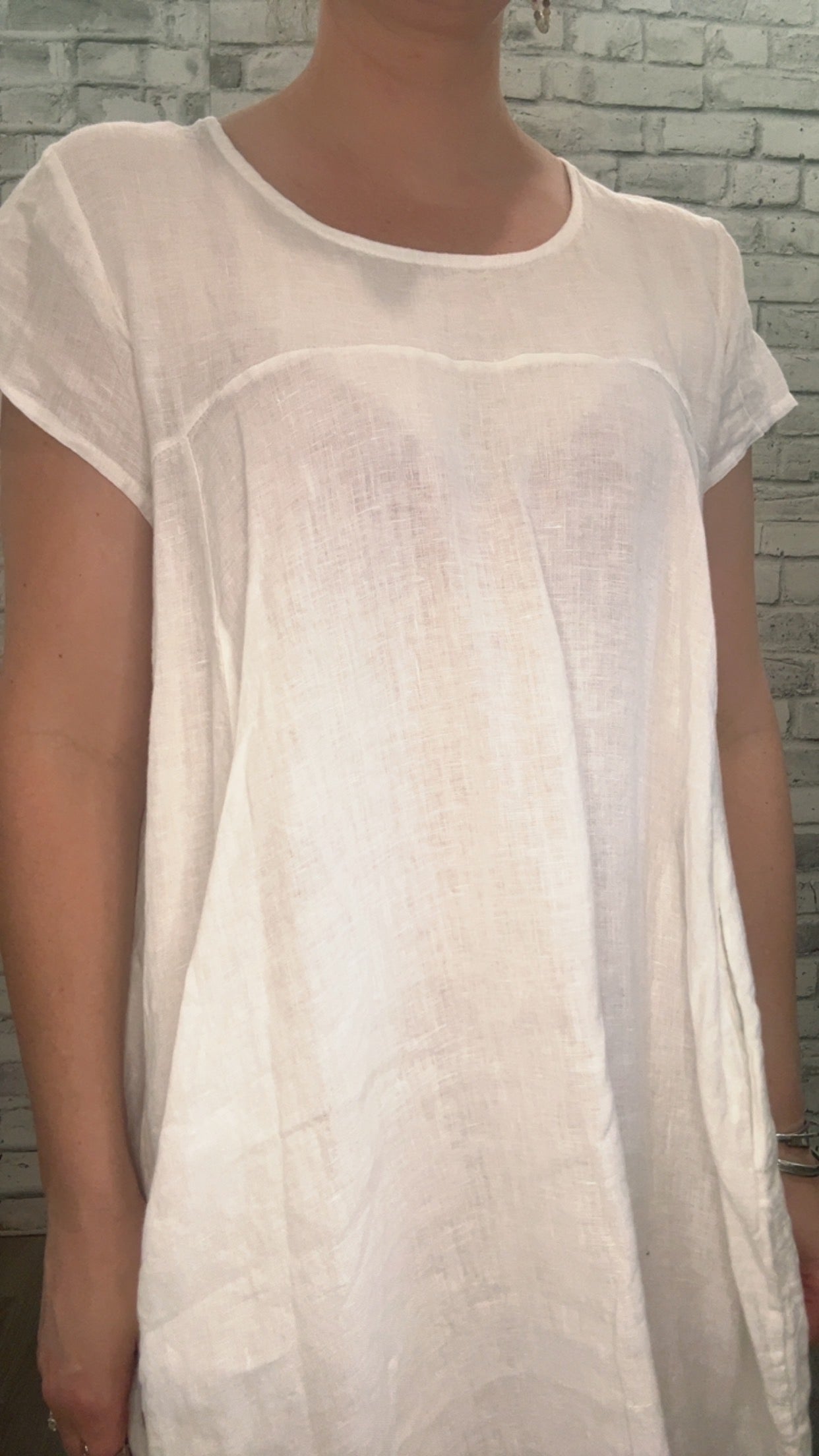 Loose Linen Dress with Pockets - 21001