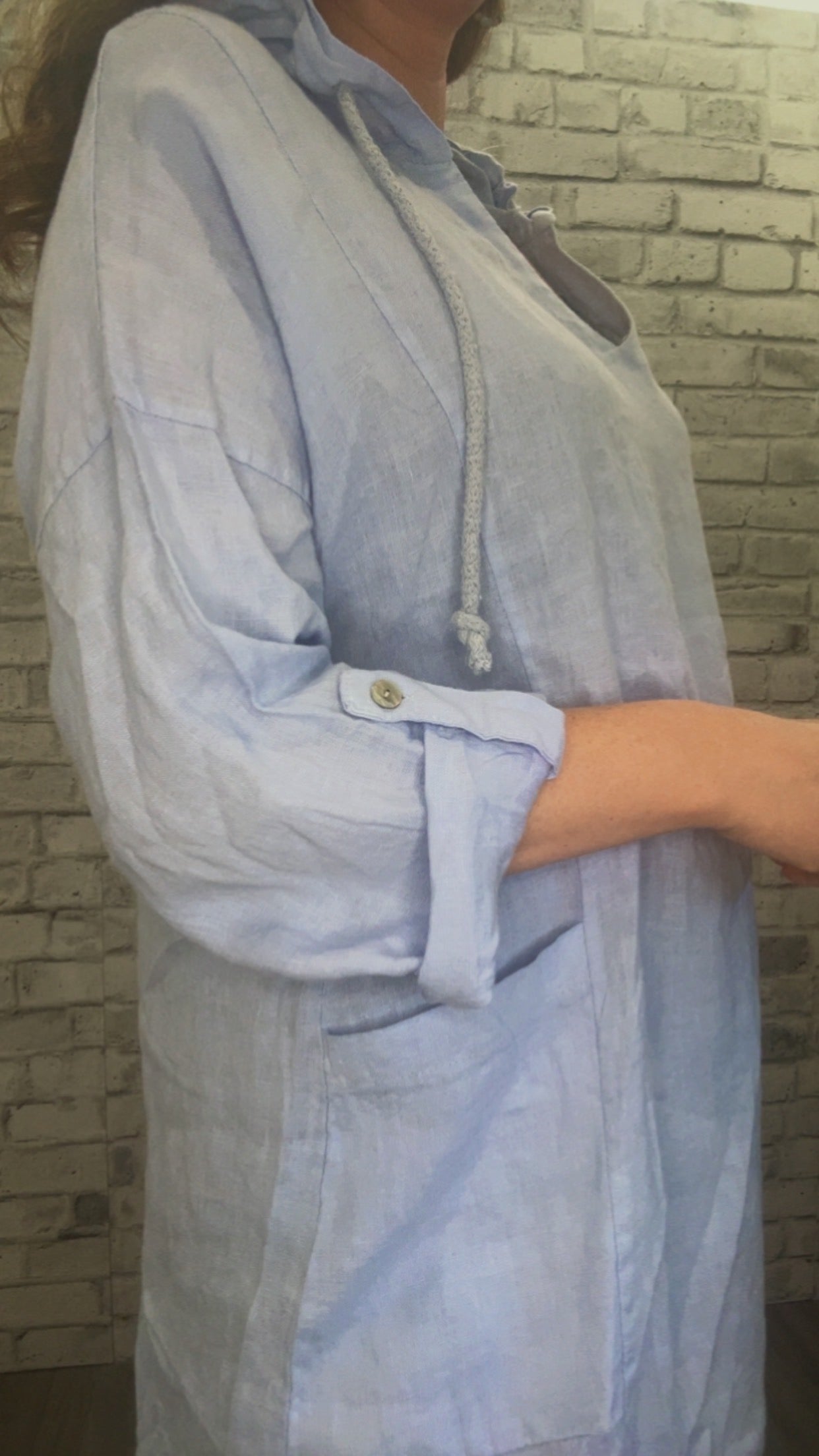 Blue Ciel Hooded Linen dress - 21012