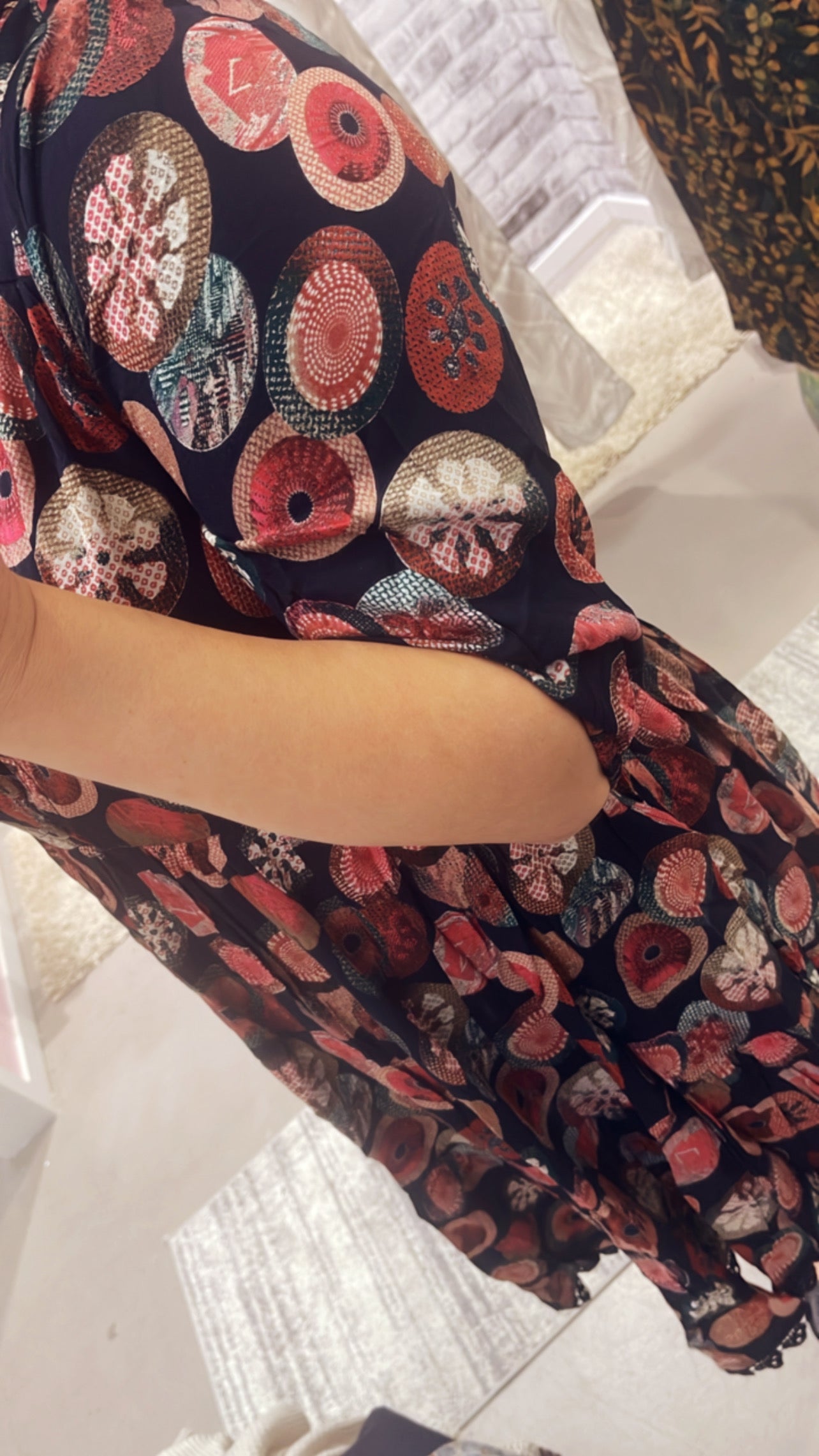 Abstract Printed Helney Dress with Pockets-11089