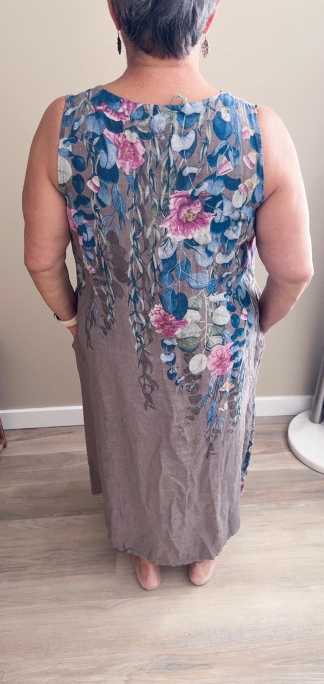 Long Floral Printed wood dress - 60009