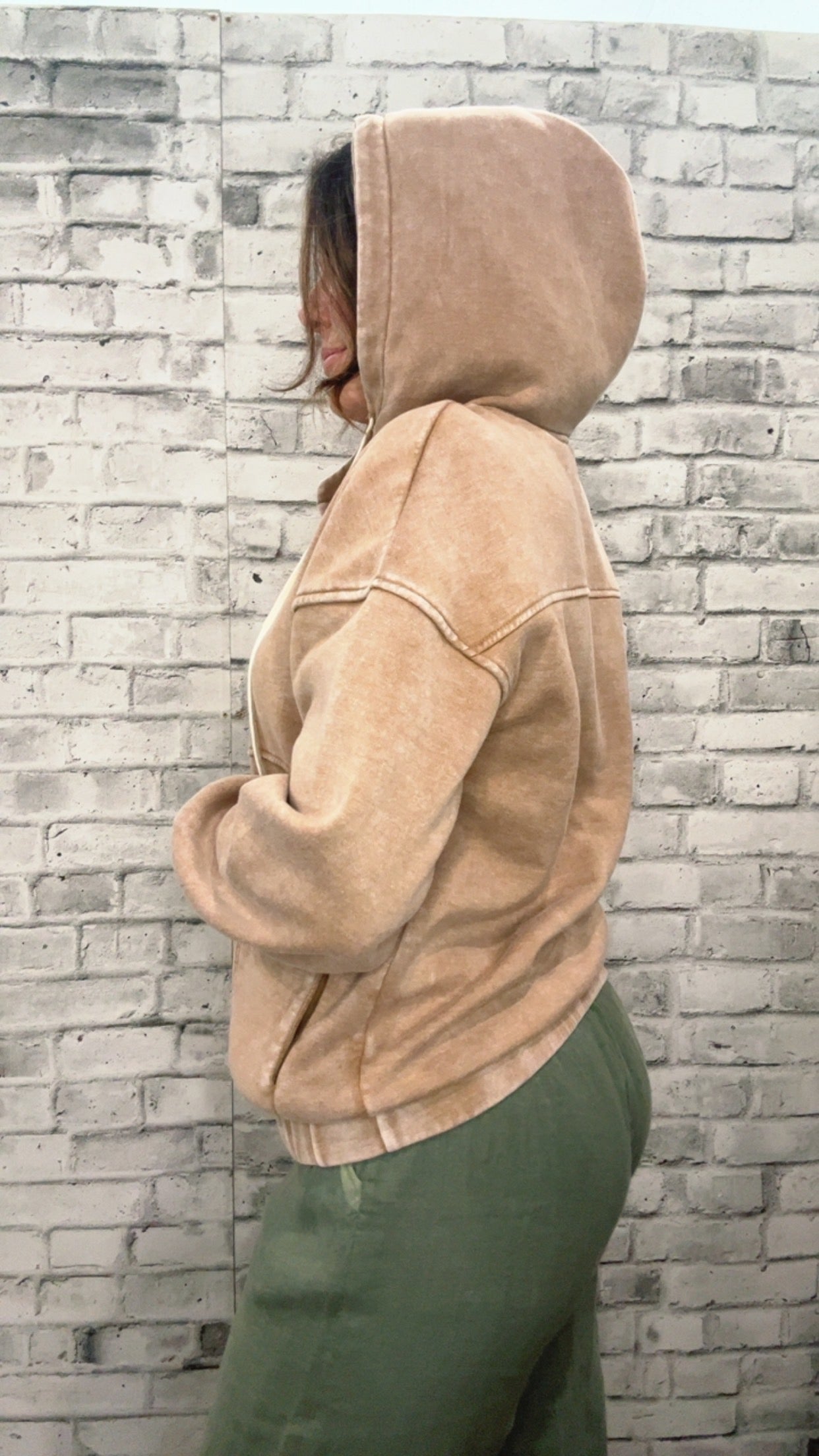 Acid Wash Fleece Oversized Pocket Hoodie - 50051