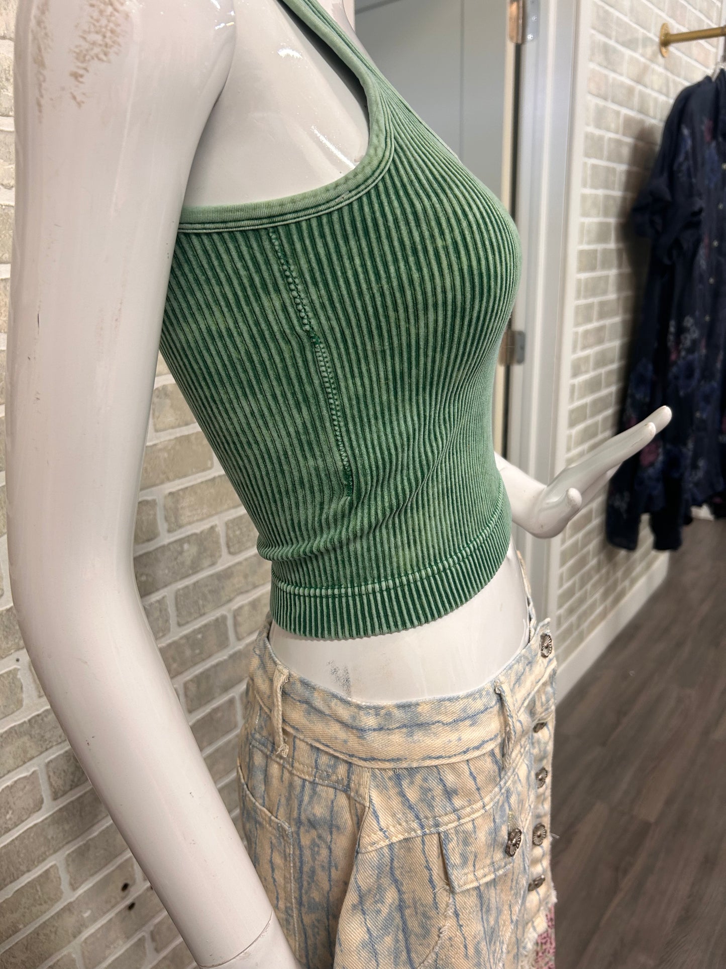 Ribbed Tank in Green - 50112