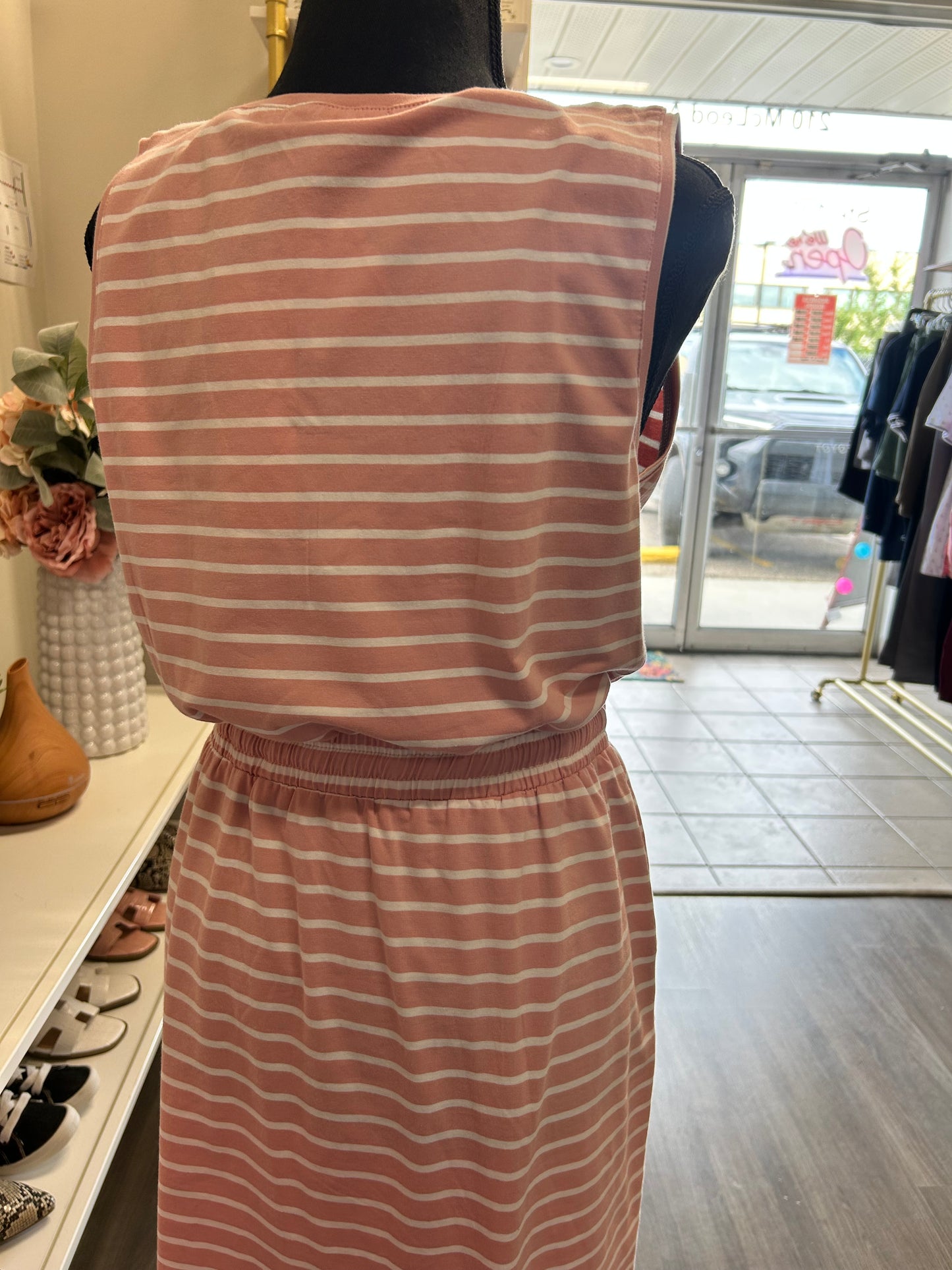 Pink and White Stripped Dress - 10034