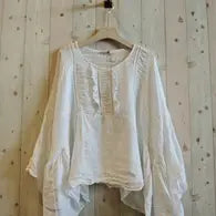 Oversized White Linen Blouse - 50082