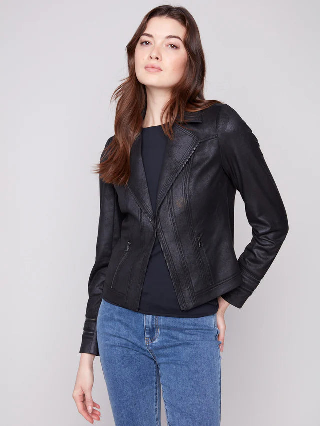 Vintage faux leather black jacket - 41000