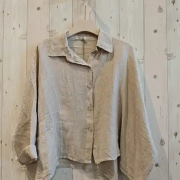 Button Up Short Linen Top - 50081