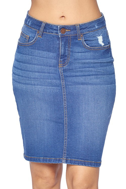Light distressed Denim Skirt - 11073