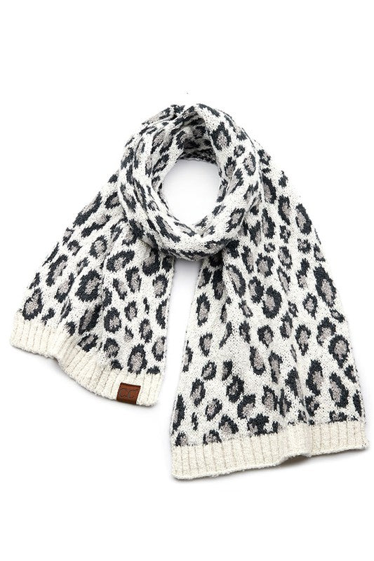 C.C. Leopard Scarf in Ivory-30003