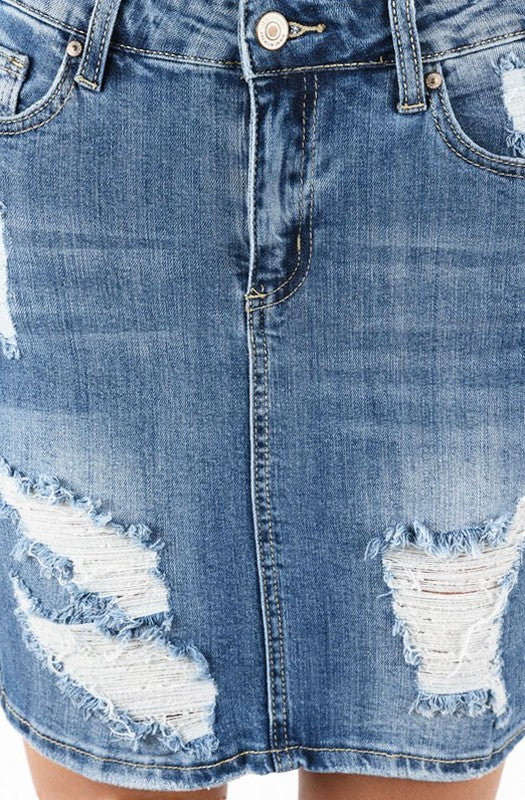 High Rise Denim Skirt- 11077