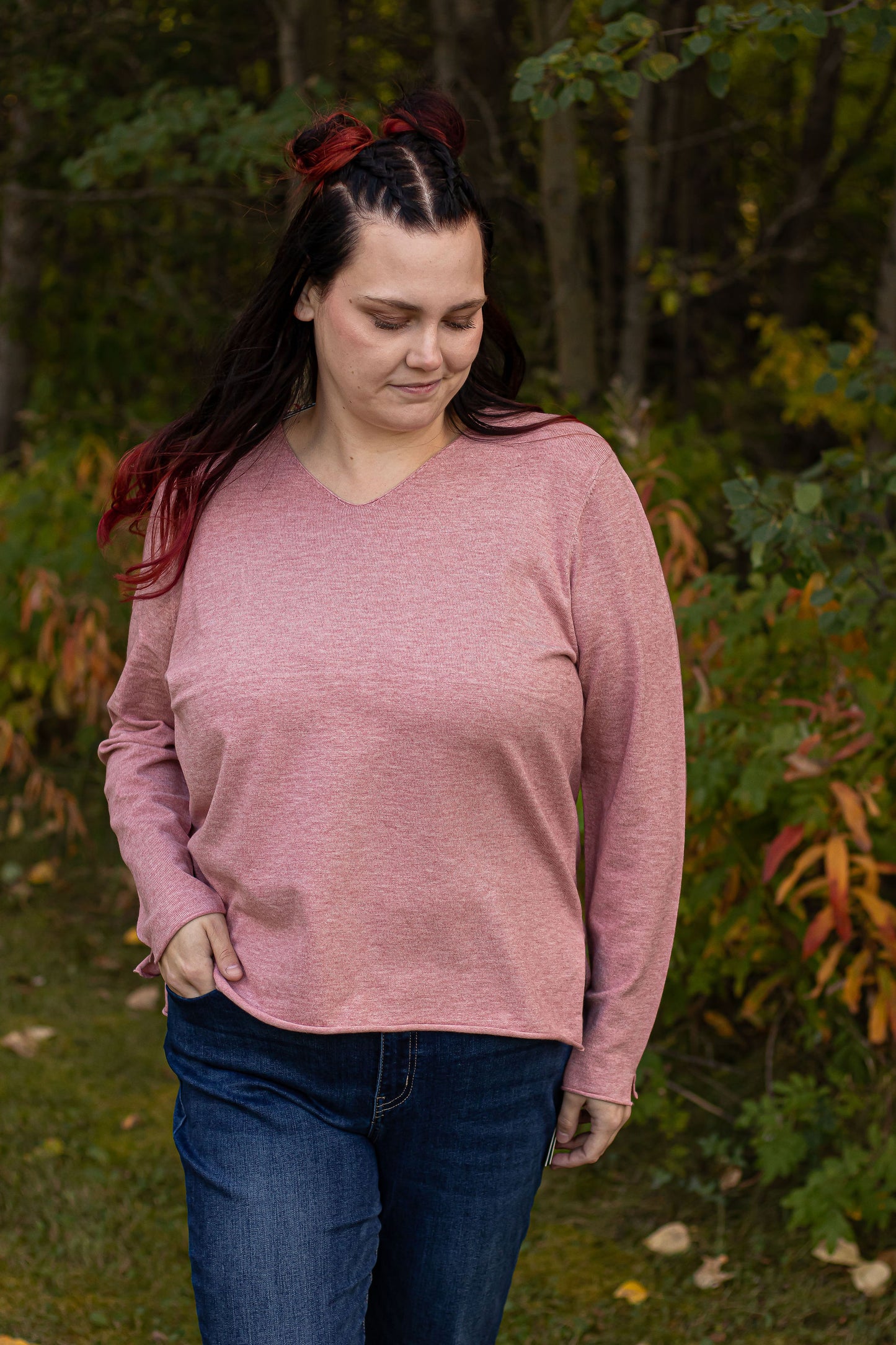 Woodrose Basic V Neck Sweater -10025