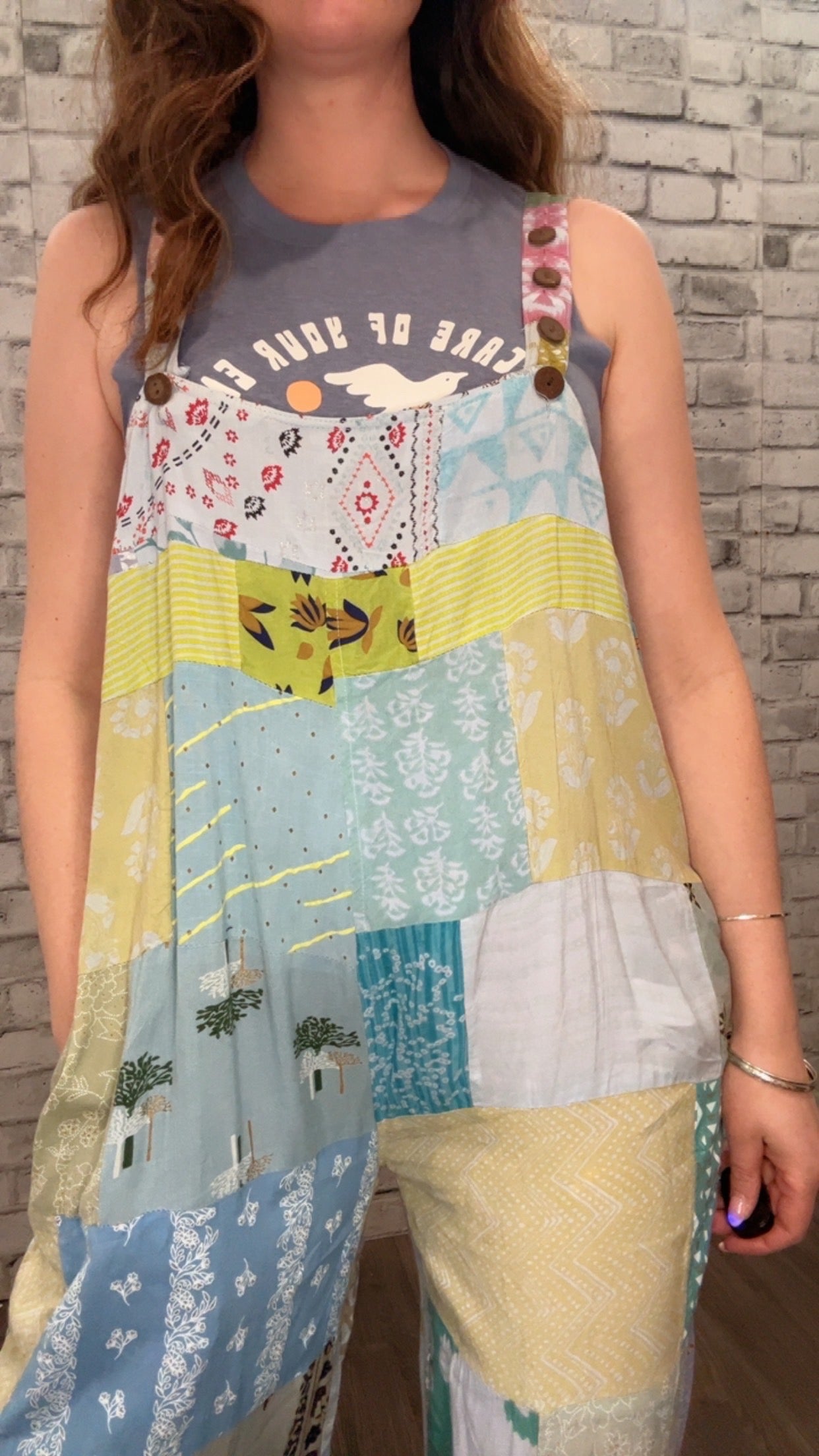 Blue Patchwork Overalls - 50097