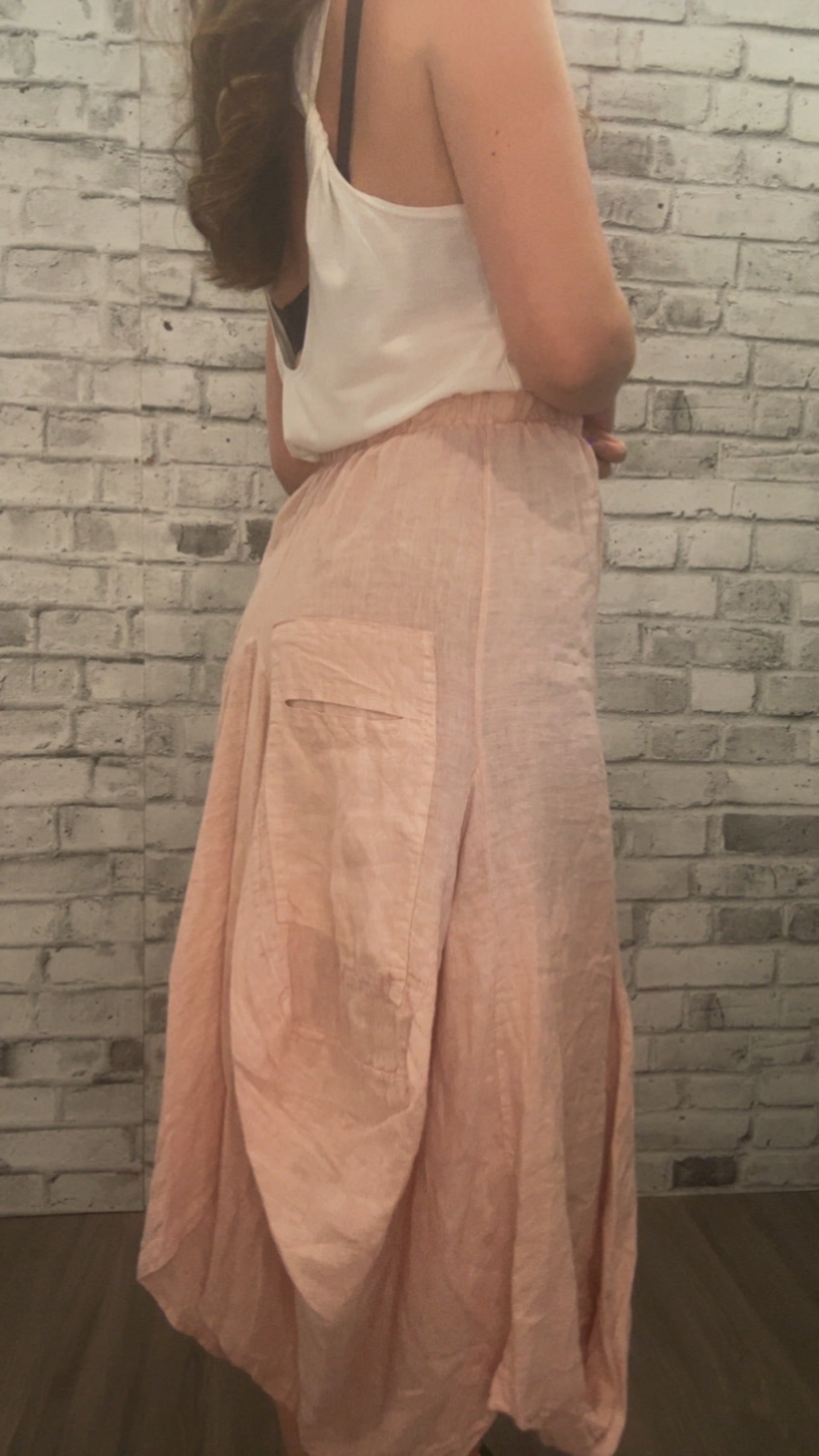 Linen Skirt with Pockets - 21011