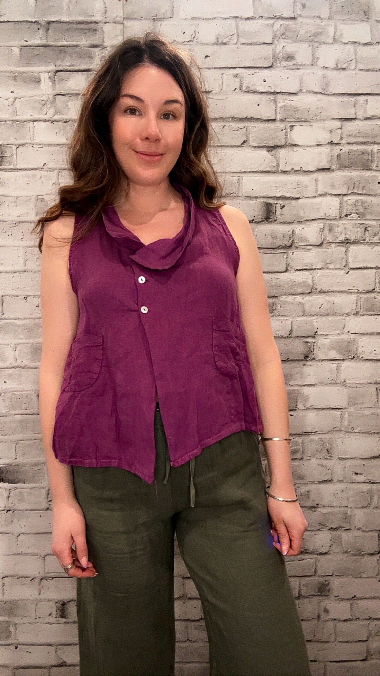 Linen Unequal T-shirt - 60011