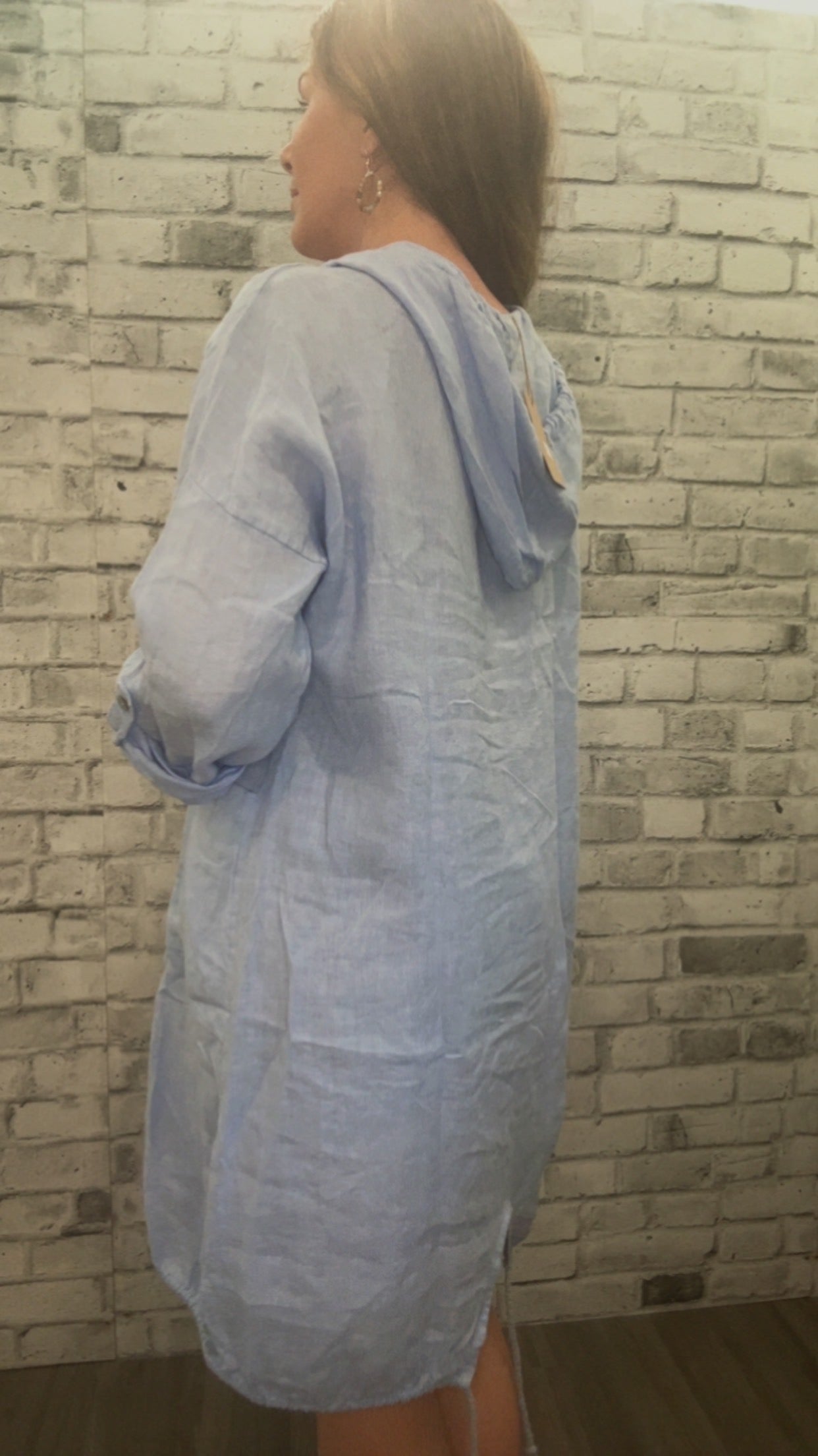 Blue Ciel Hooded Linen dress - 21012