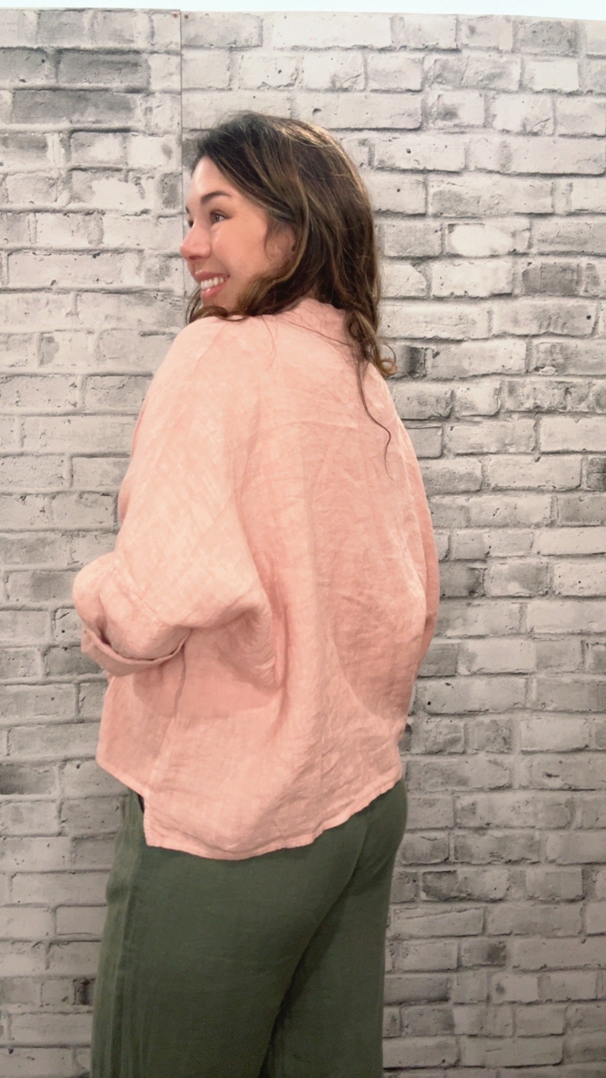 Button Up Short Linen Top - 50081