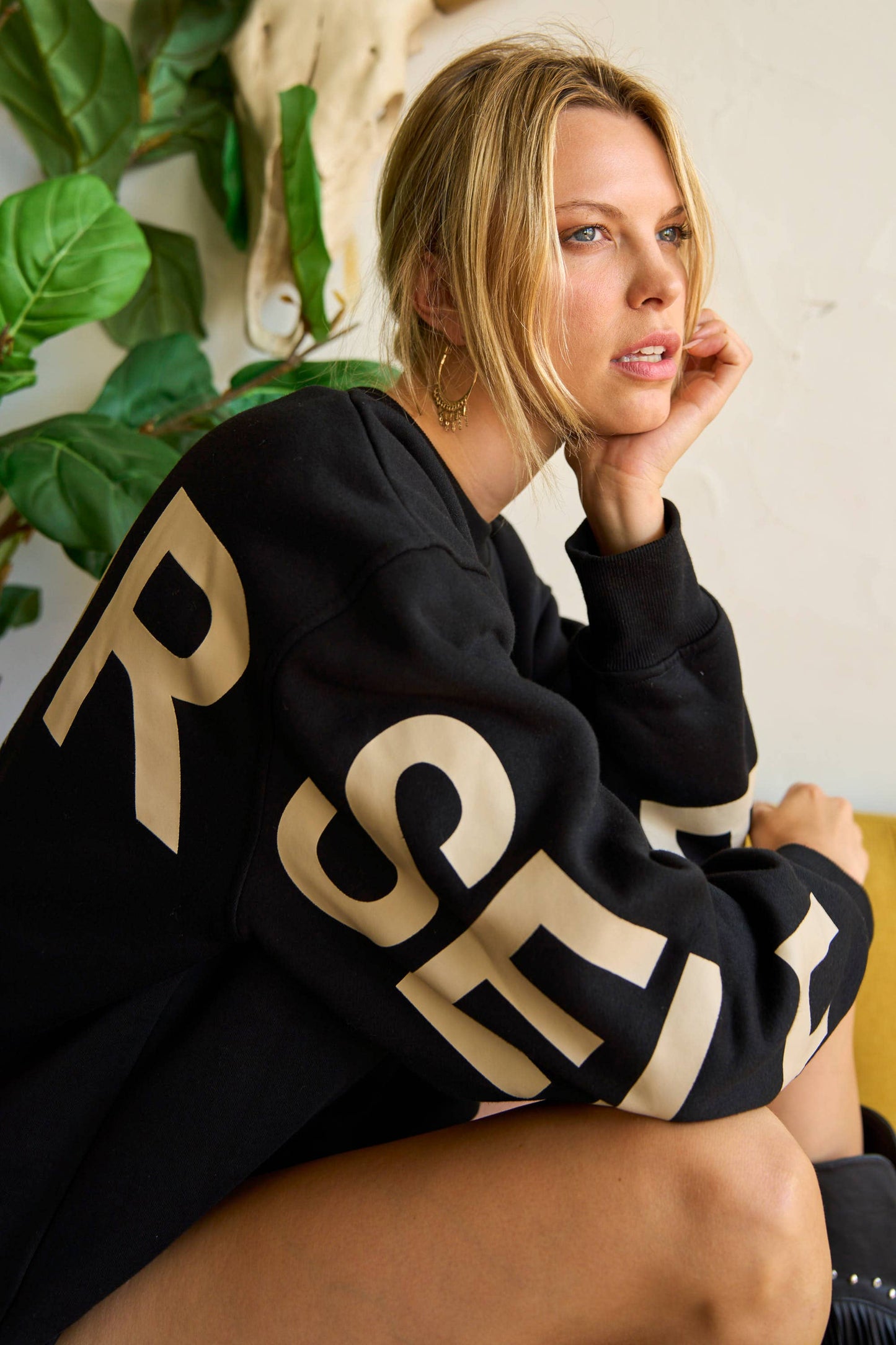 Be Yourself Love Yourself Printed Oversized Sweatshirt - 90001