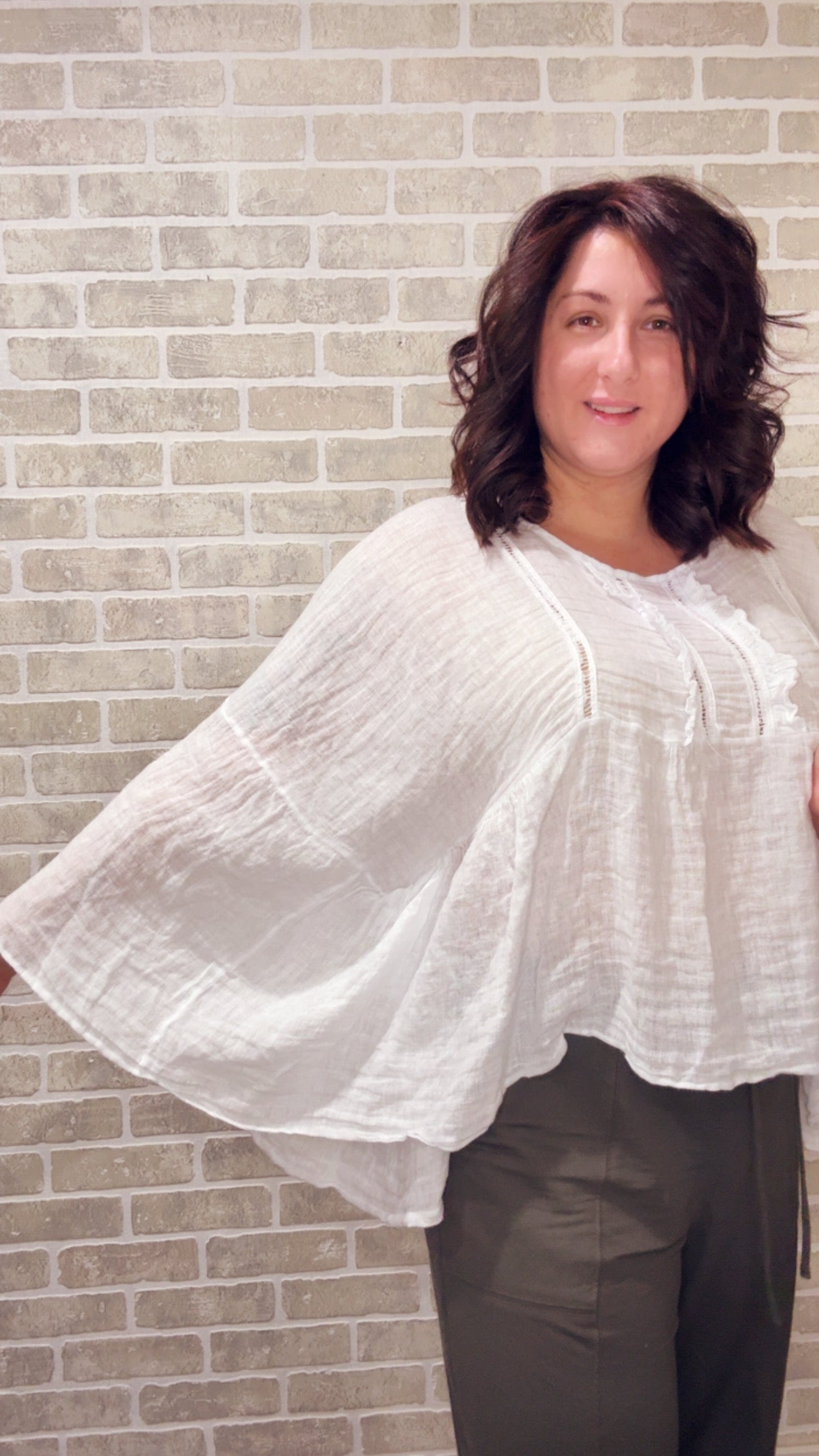 Oversized White Linen Blouse - 50082