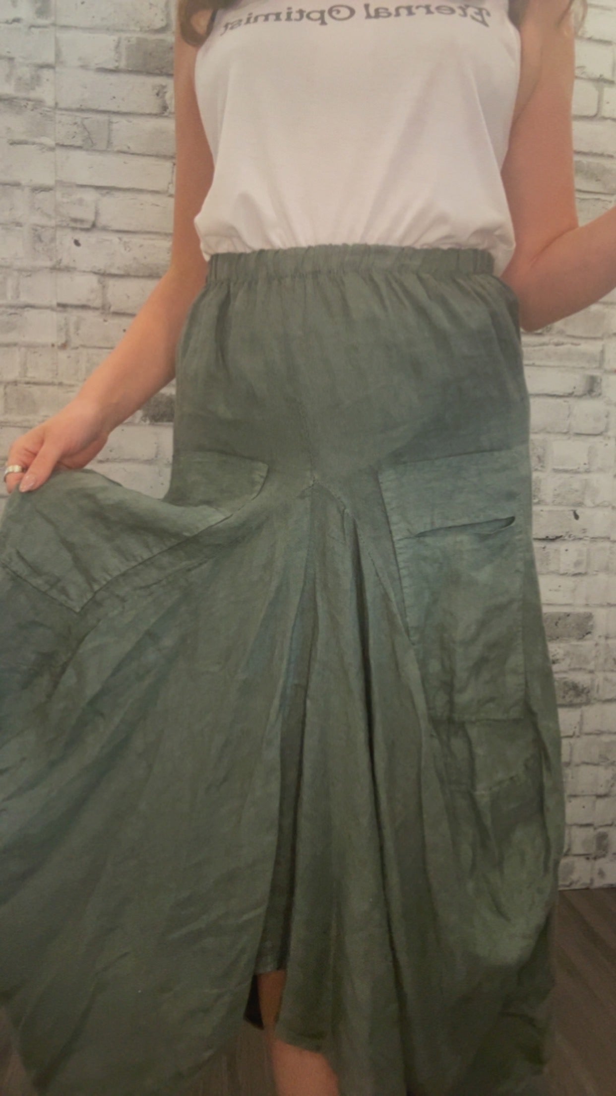 Linen Skirt with Pockets - 21011