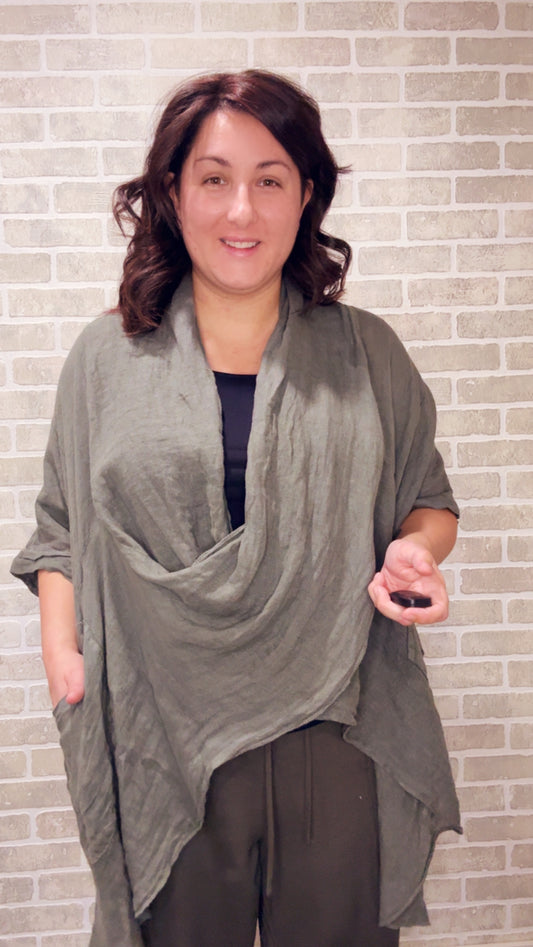 Oversized Blouse in Khaki - 50088