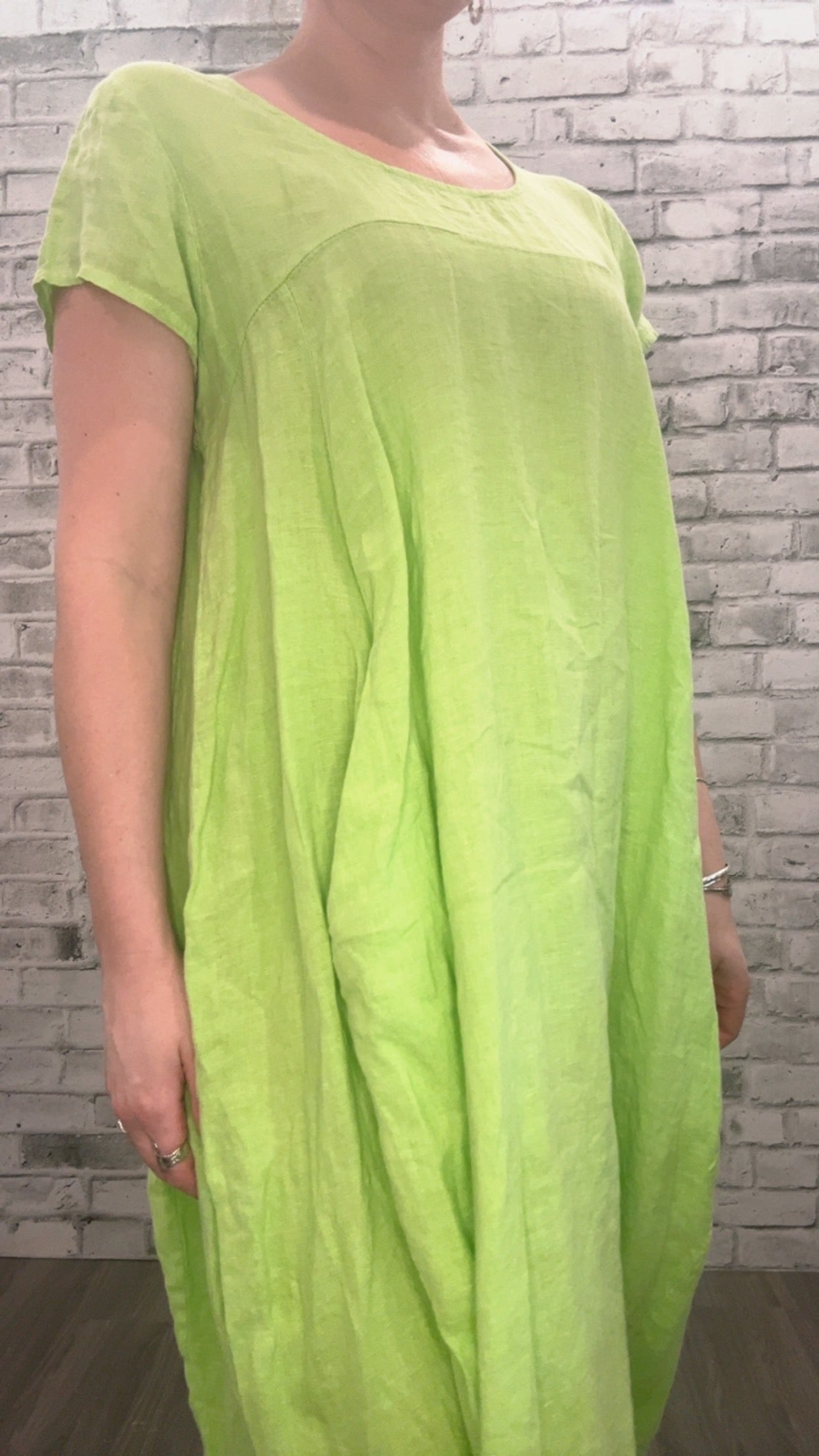 Loose Linen Dress with Pockets - 21001