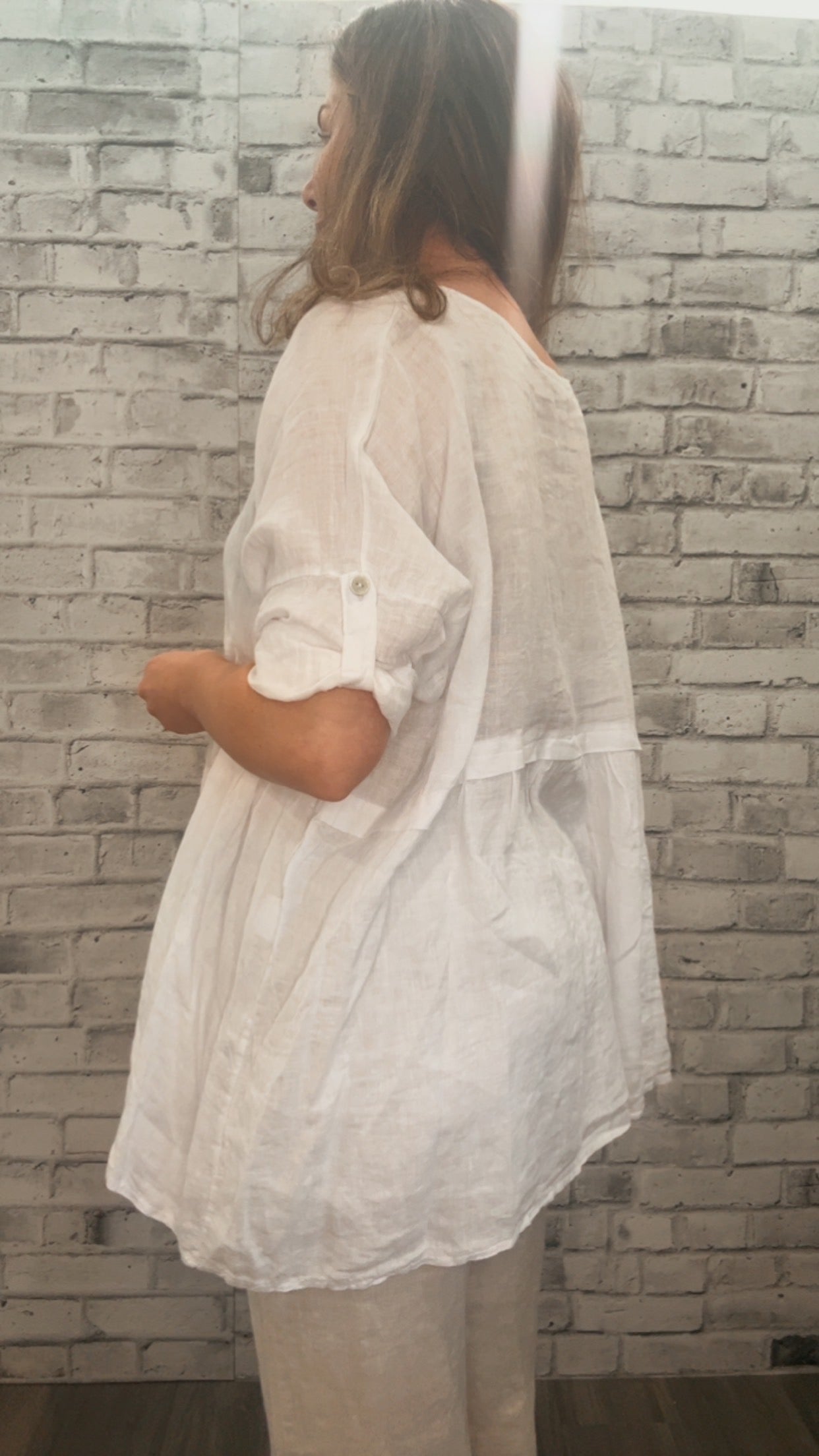 White Linen Blouse - 22003