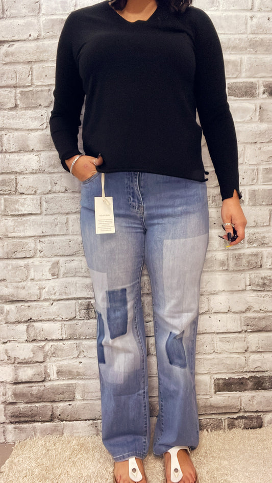 Straight leg Jean with Dyed Patterns-11007