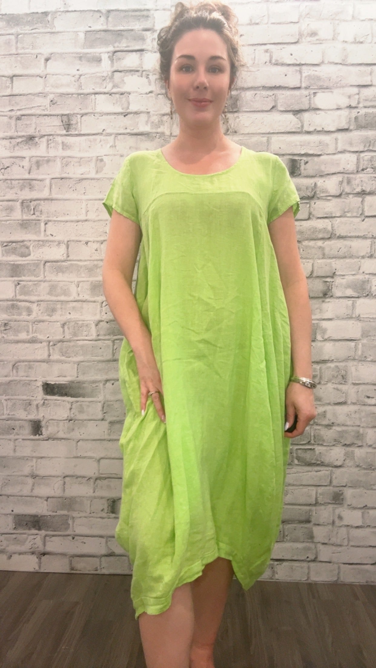 Loose Linen Dress with Pockets - 21001
