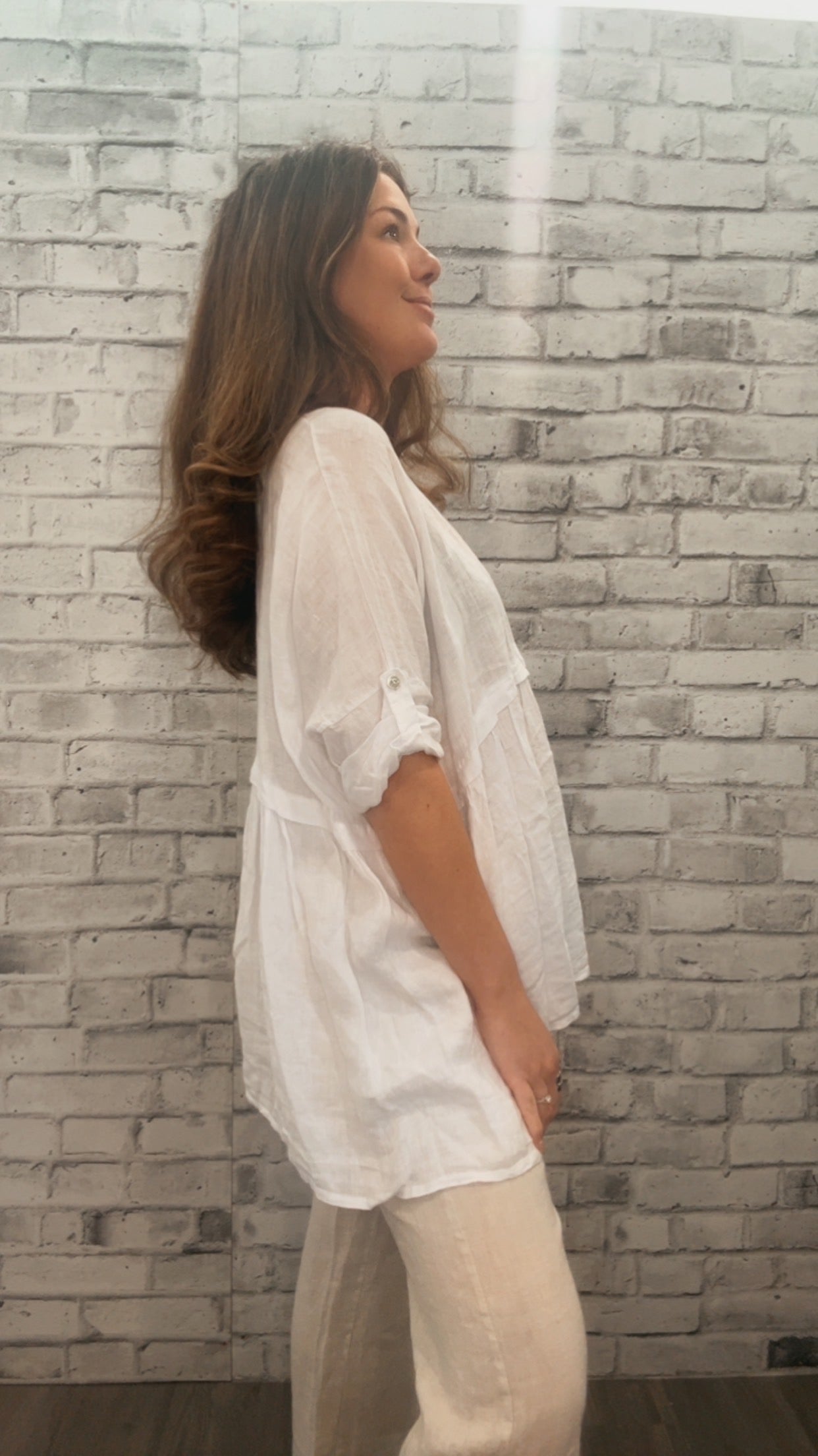 White Linen Blouse - 22003