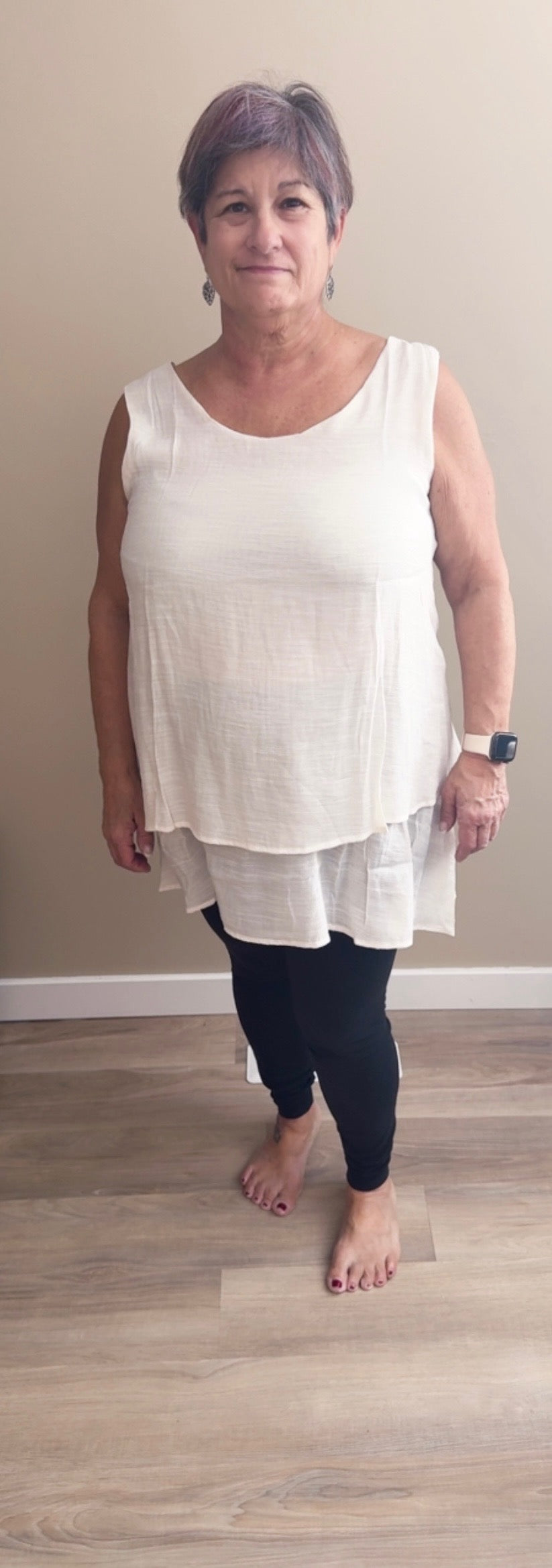 Ruffle White Tank - 50090