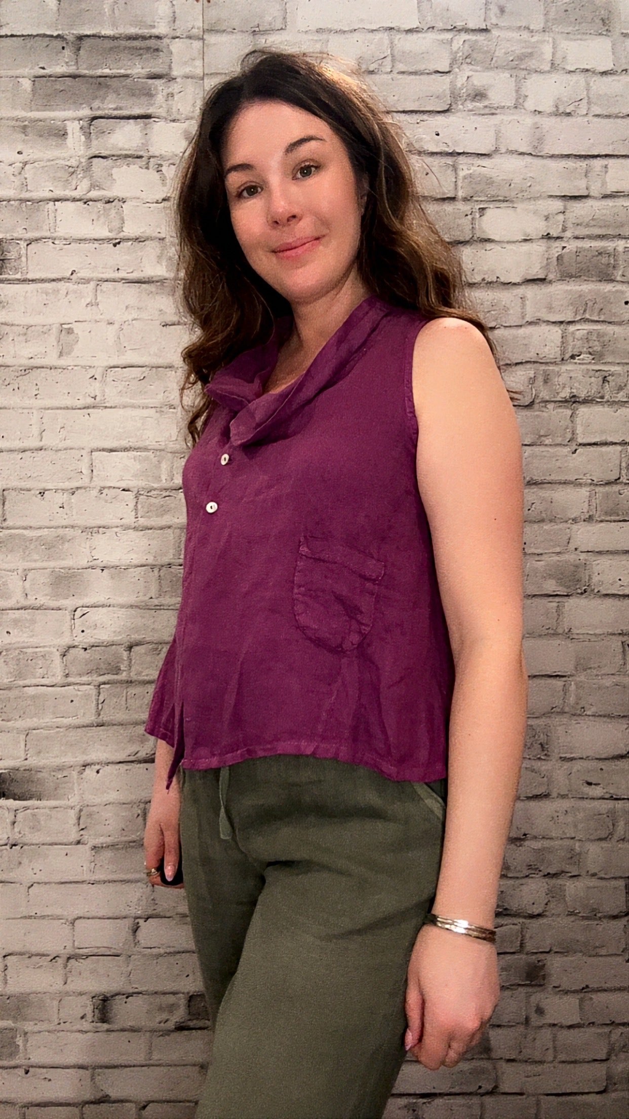 Linen Unequal T-shirt - 60011