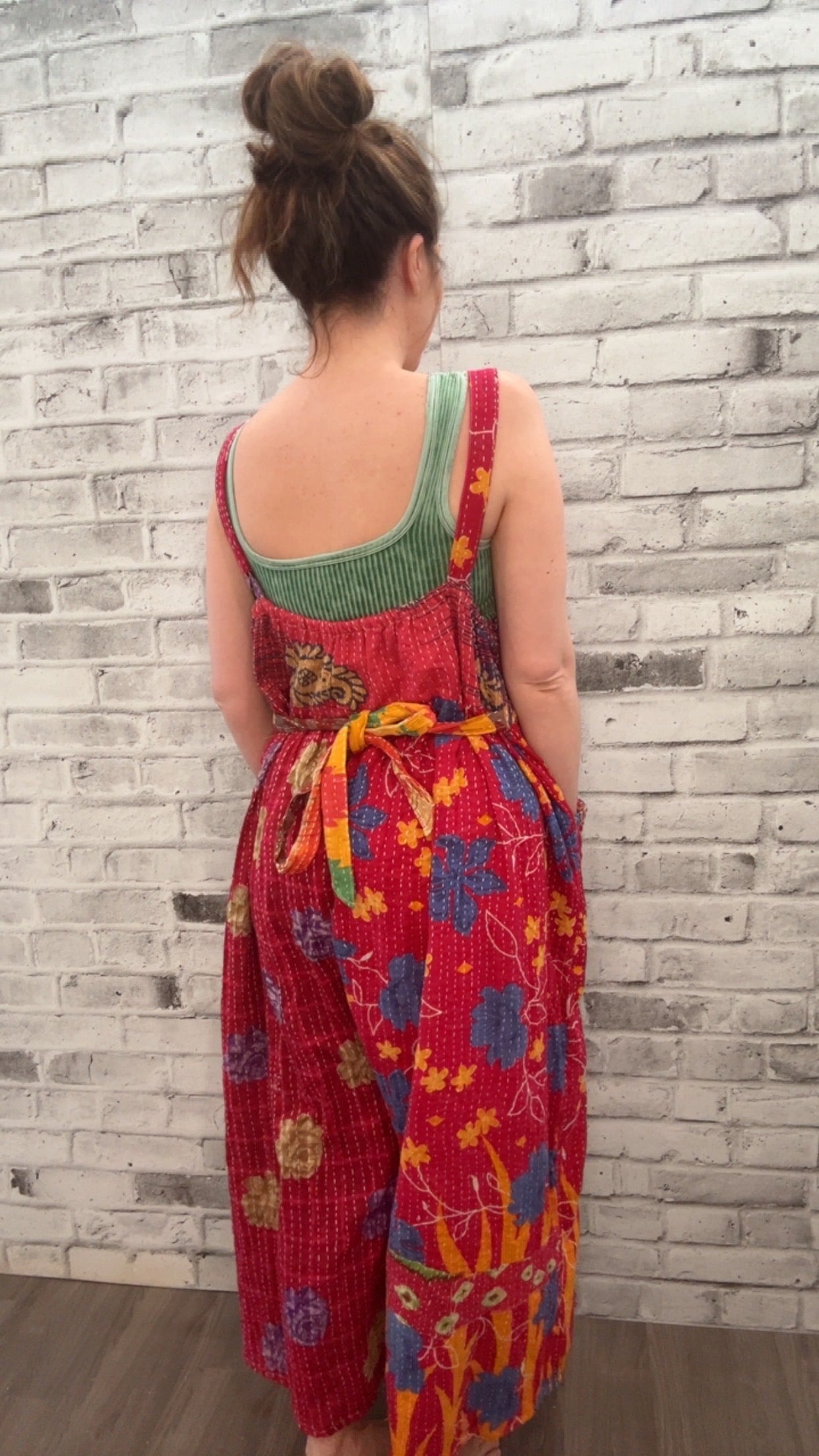 Crossroads Kantha Overall Pink and Orange - 70026
