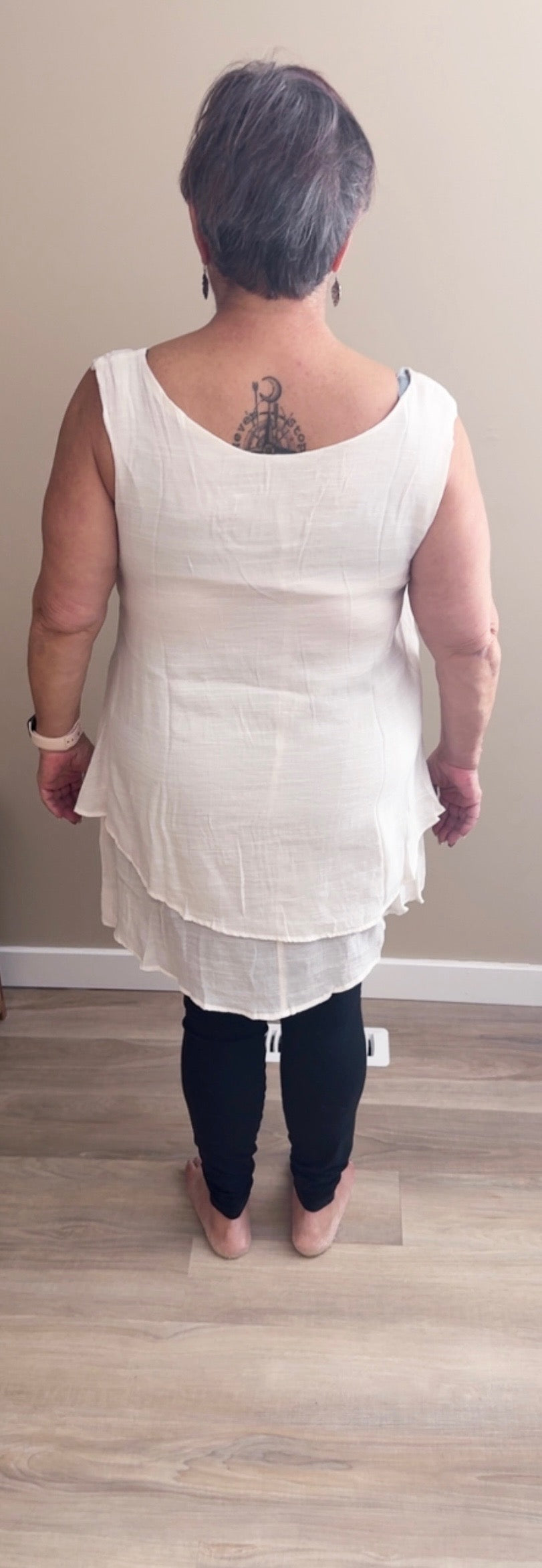 Ruffle White Tank - 50090