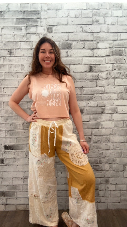 Lace Patch Woven Pant - 50101