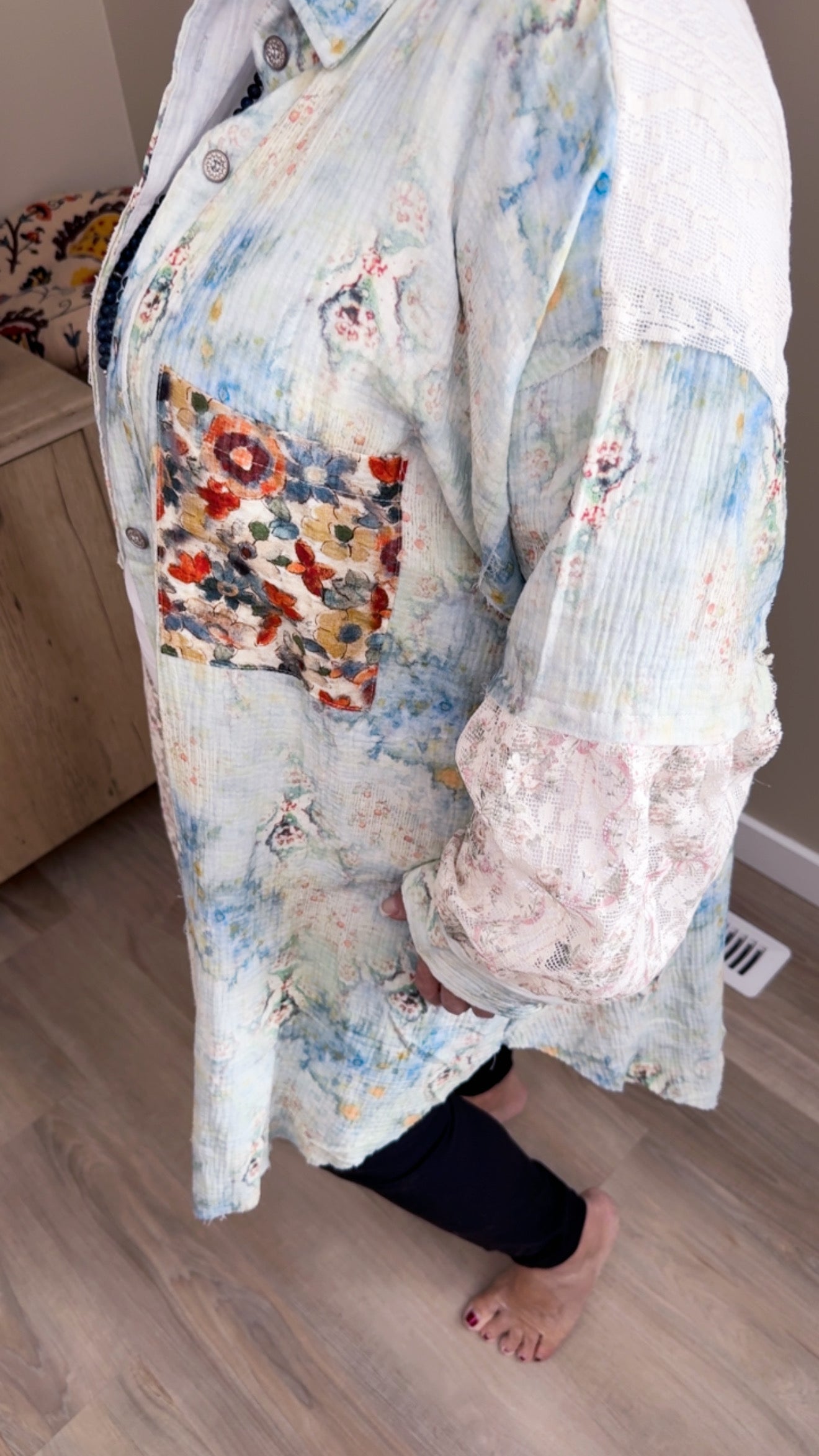 Button Up Floral Peace Shirt - 60002