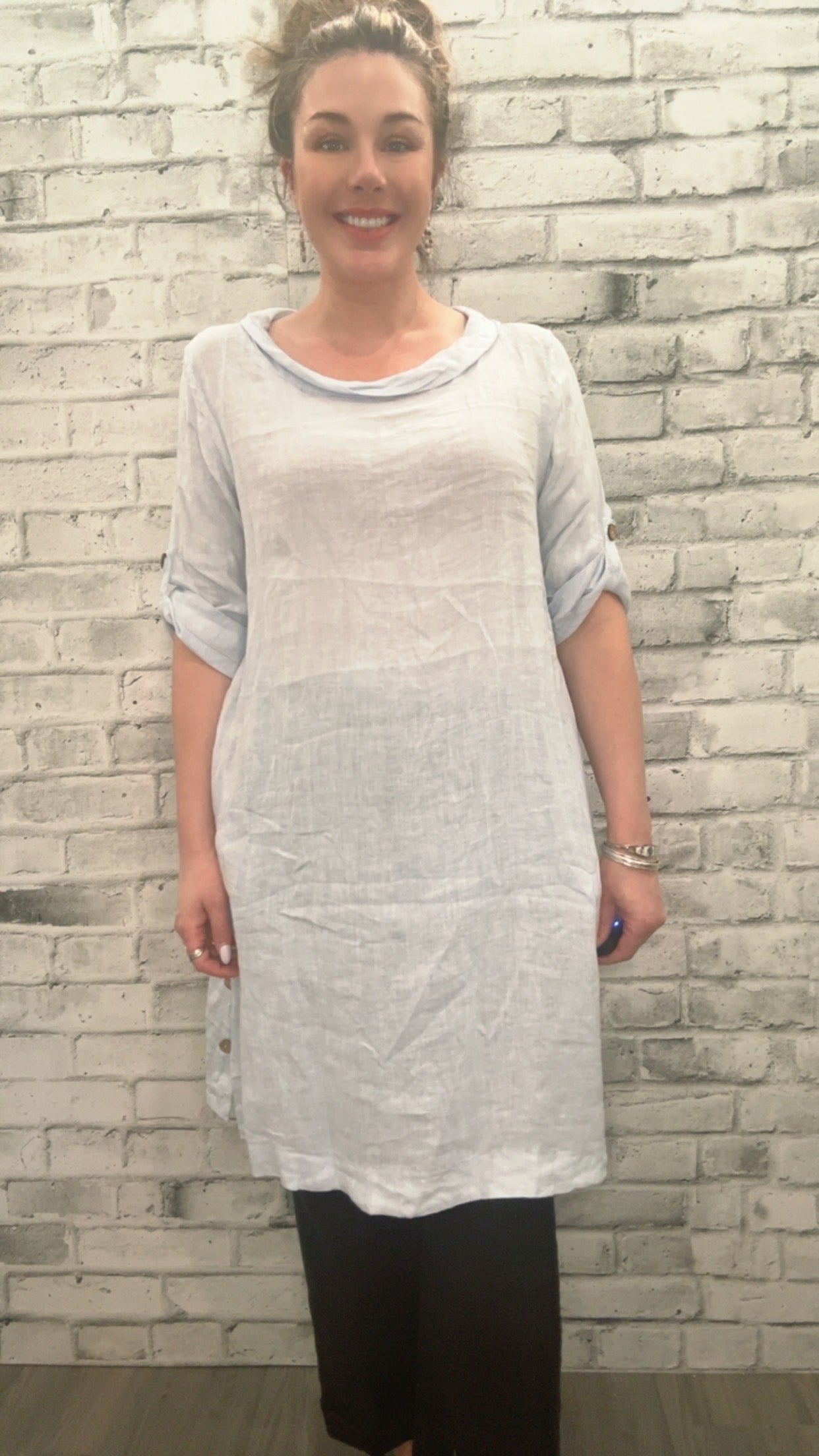 Noir Draped LinenTunic - 21004