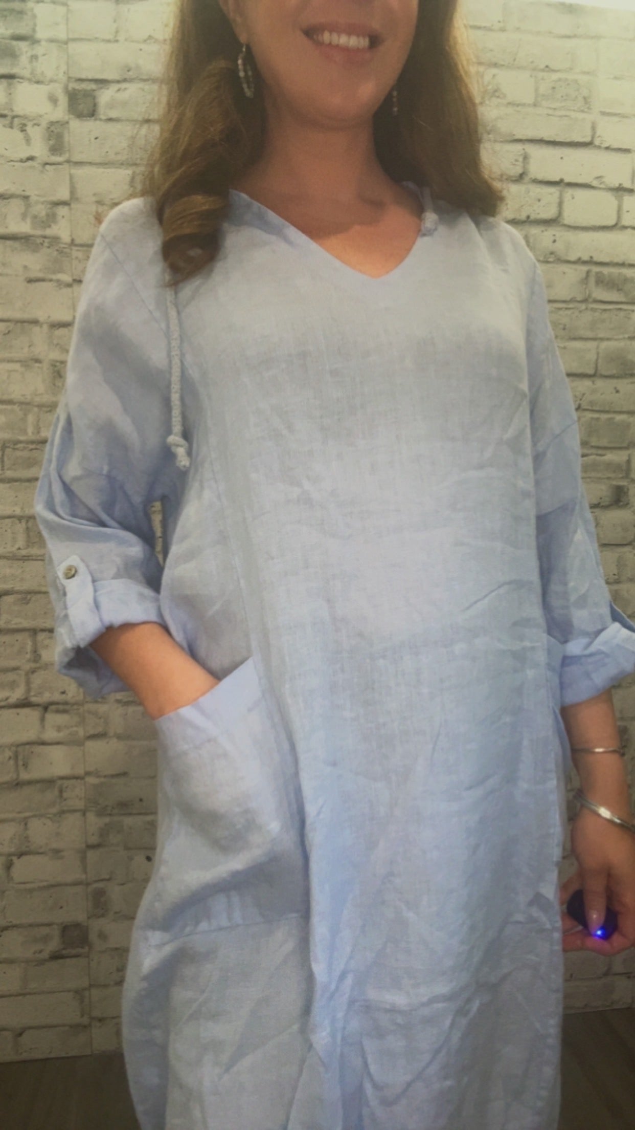 Blue Ciel Hooded Linen dress - 21012