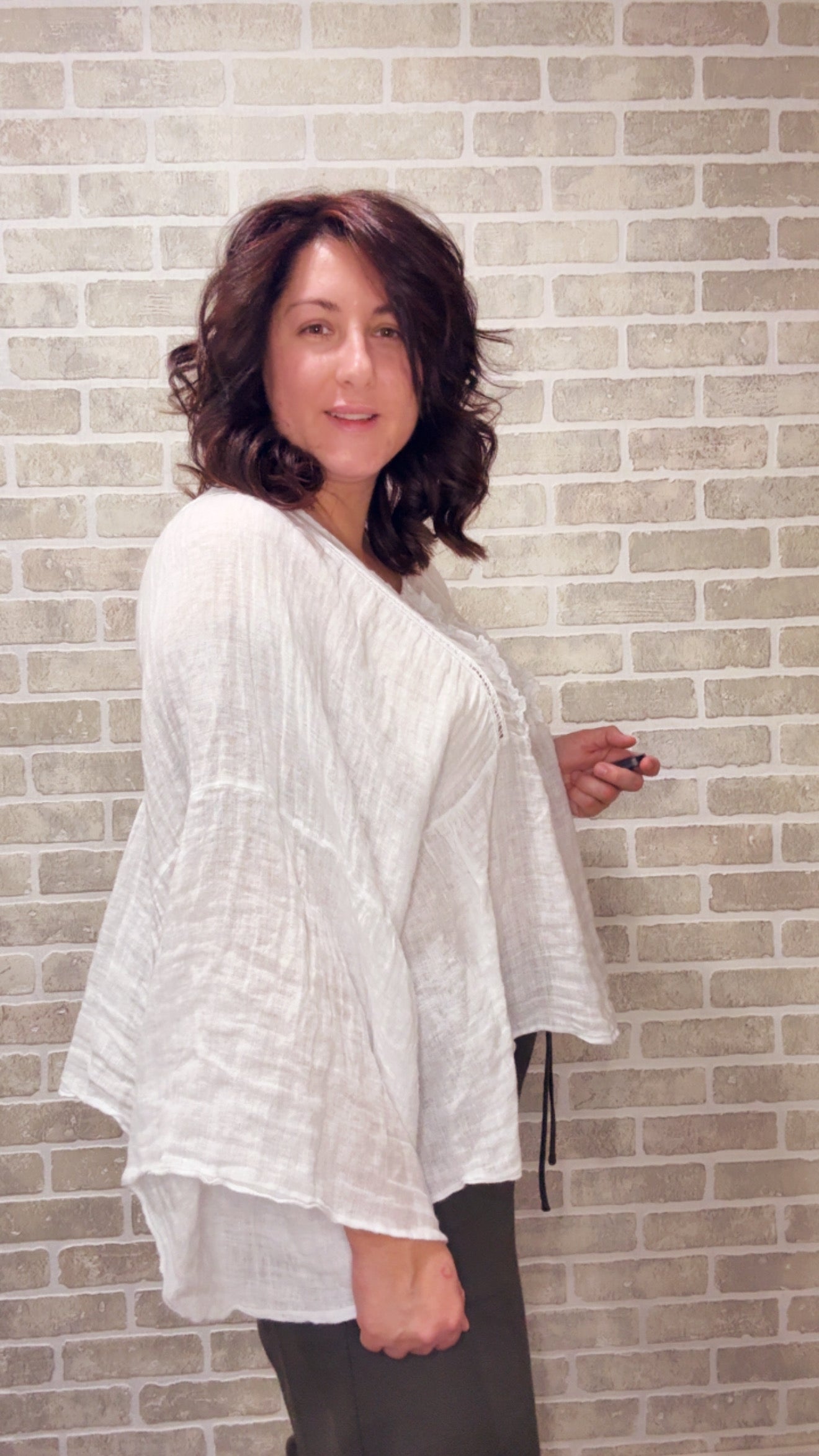 Oversized White Linen Blouse - 50082