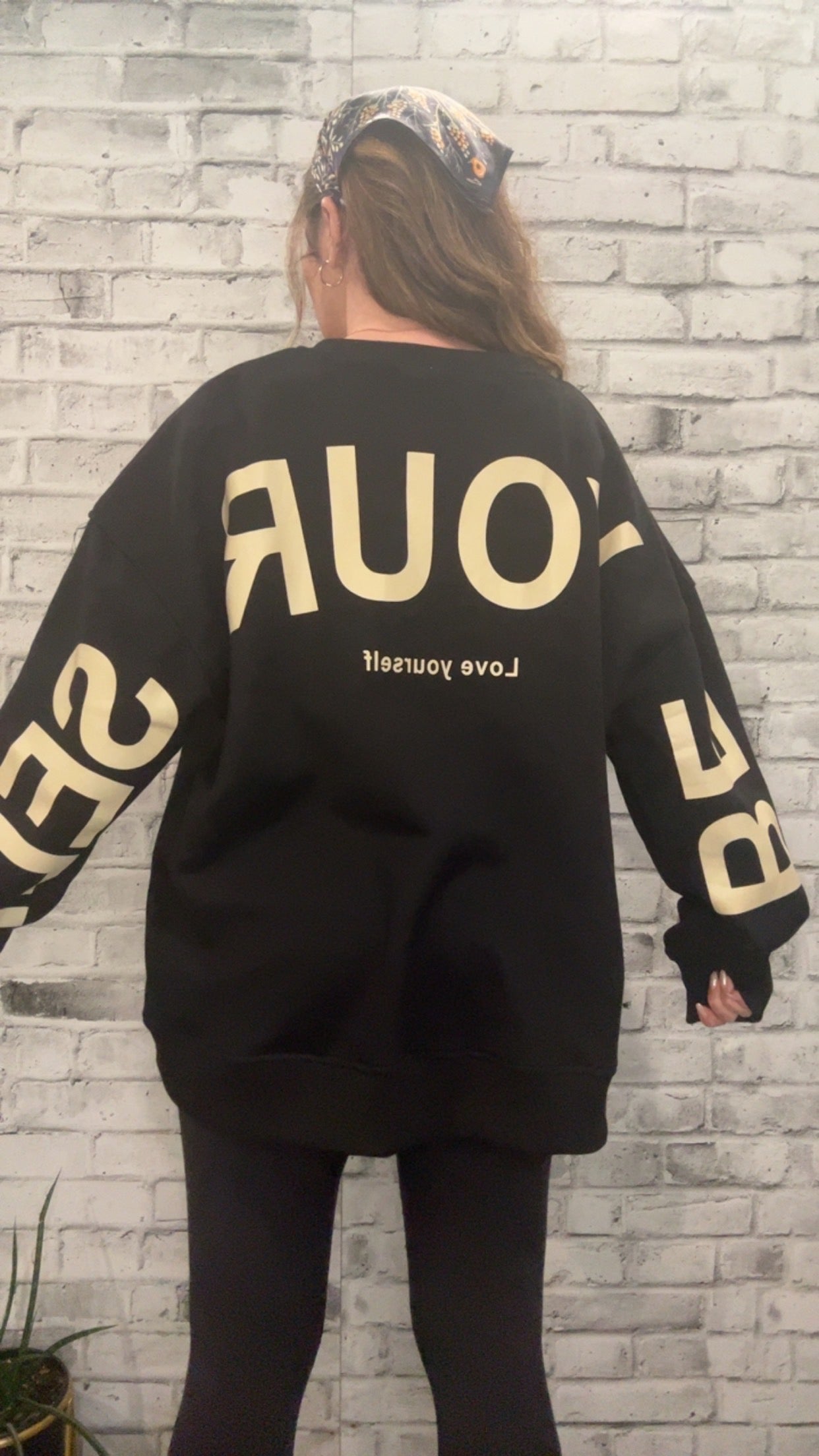 Be Yourself Love Yourself Printed Oversized Sweatshirt - 90001