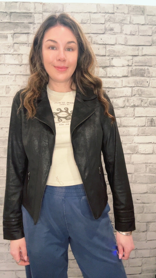 Vintage faux leather black jacket - 41000