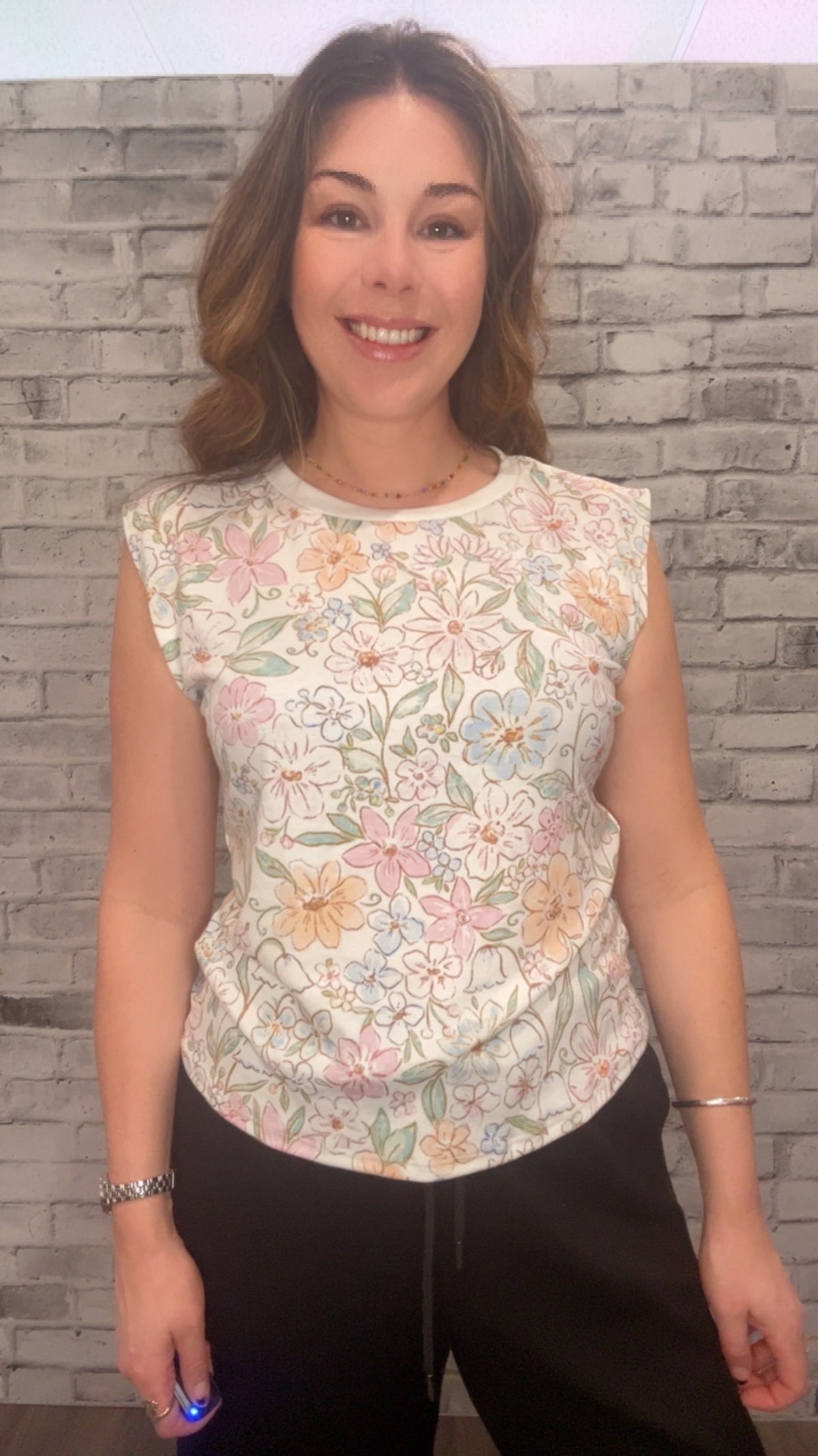 Floral cap sleeve Tee - 80094