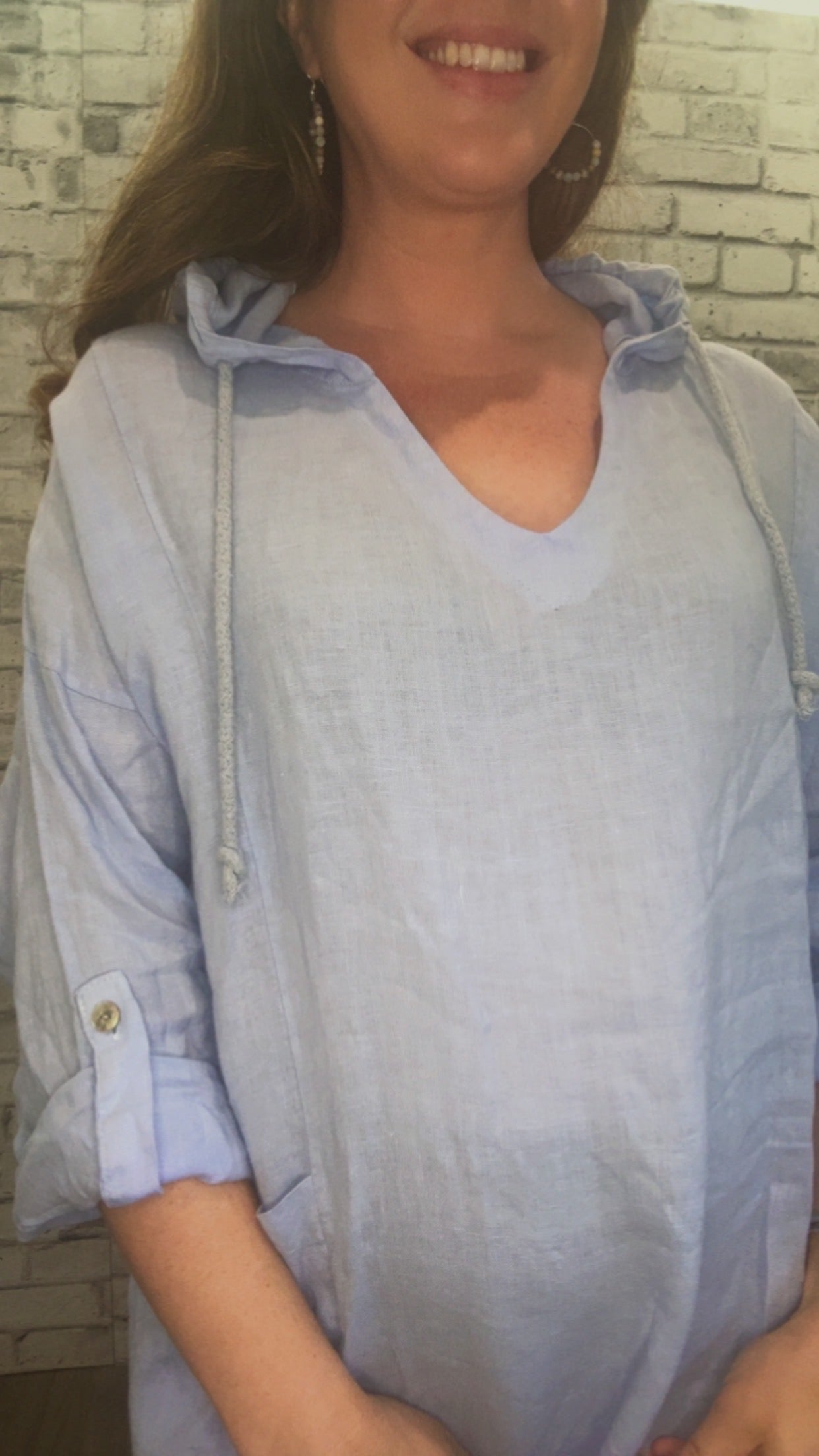 Blue Ciel Hooded Linen dress - 21012