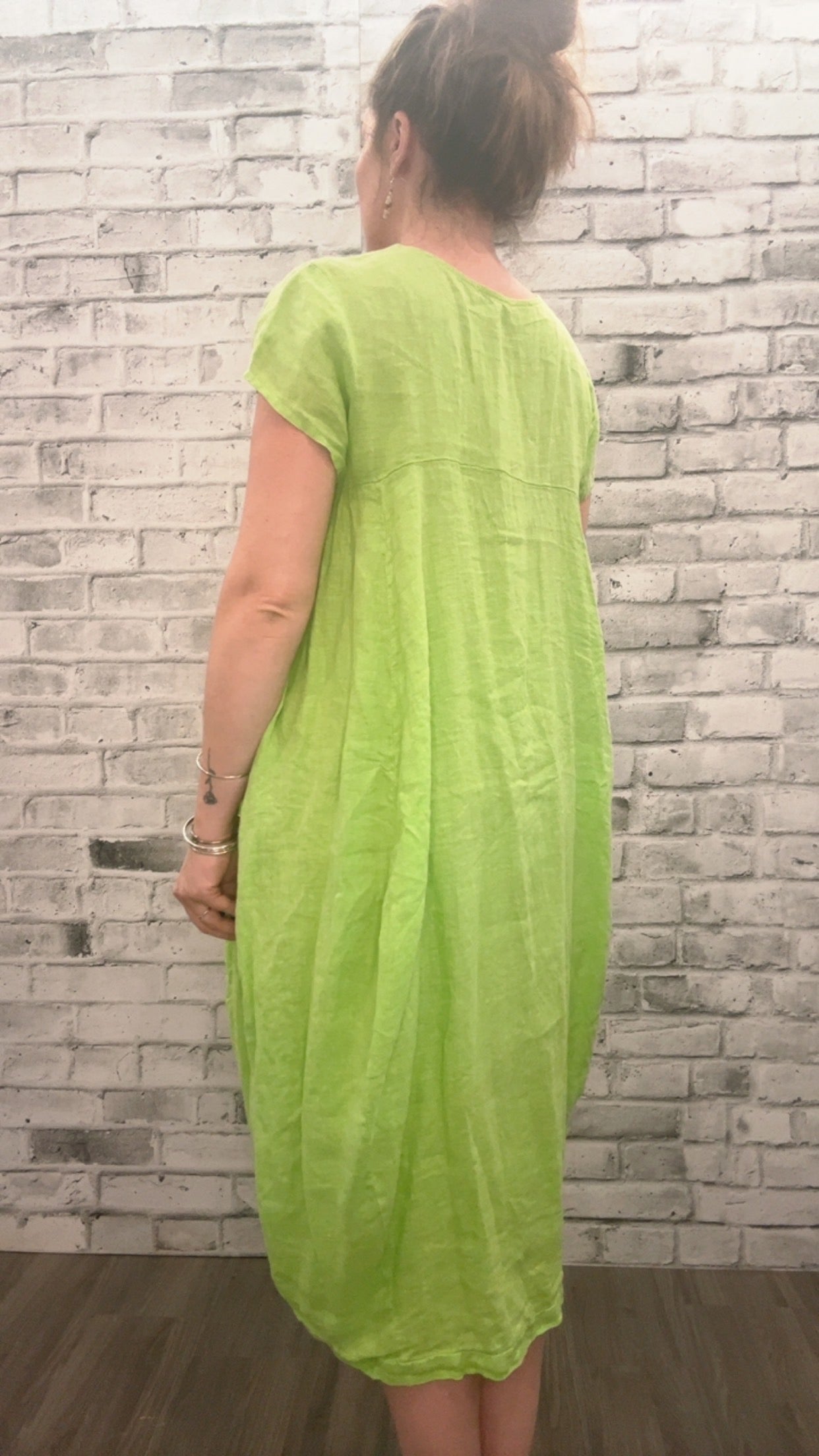 Loose Linen Dress with Pockets - 21001