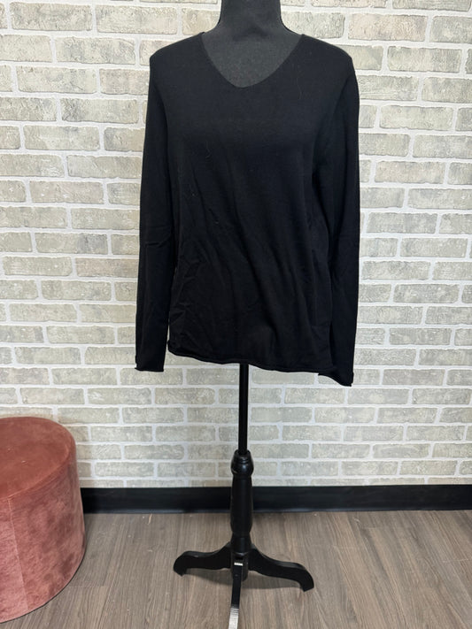 Black Long Sleeve V-Neck Shirt-10045