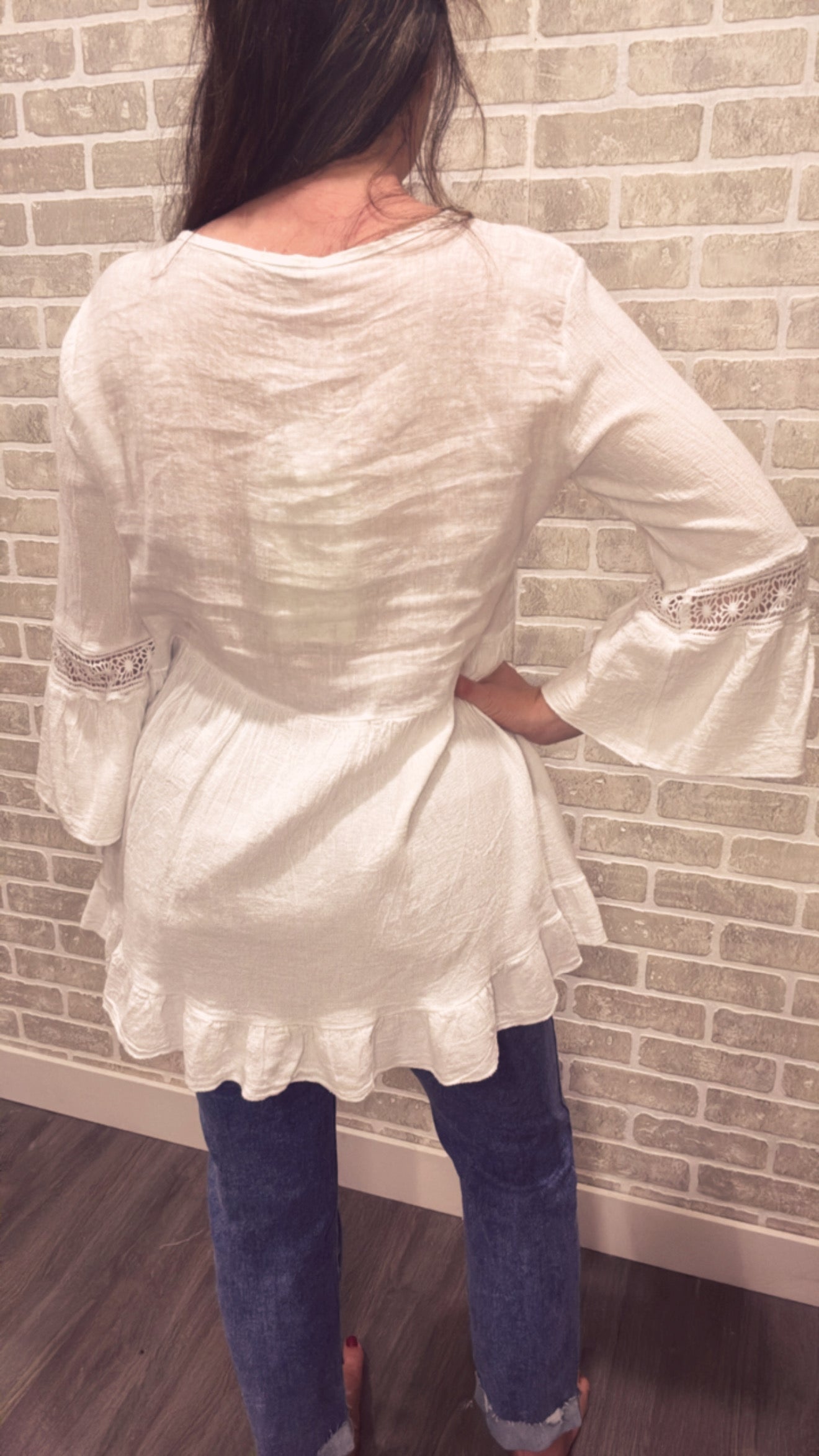 Ruffled White Tunic - 50060