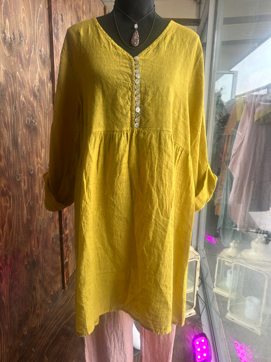 Linen Dress with Buttons - 21013