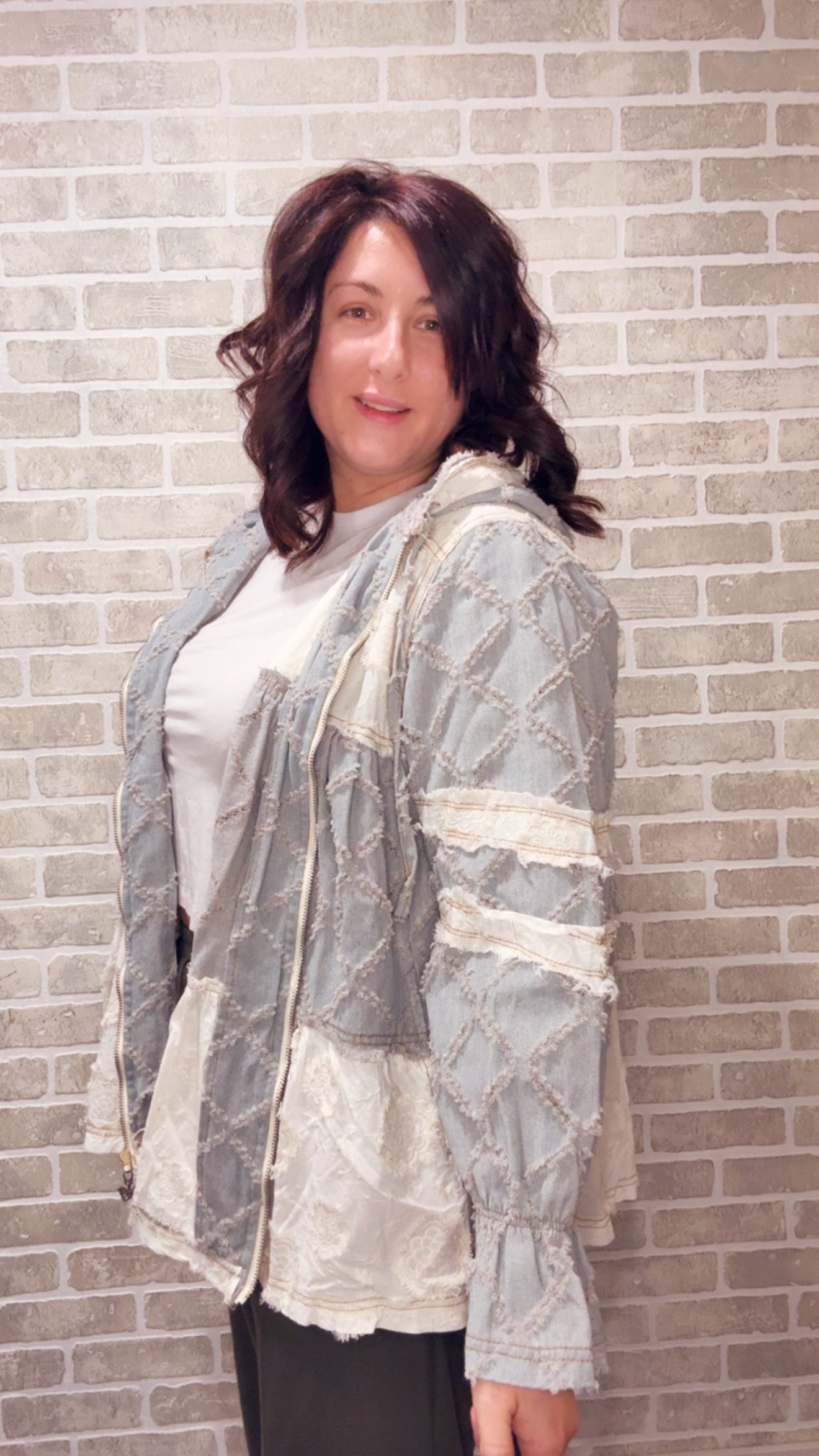 Woven Long Sleeve Zip-up Hoodie - 50107