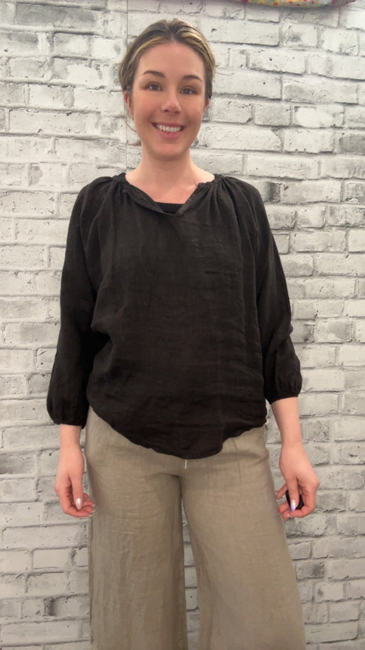 Black Linen Blouse- 60007