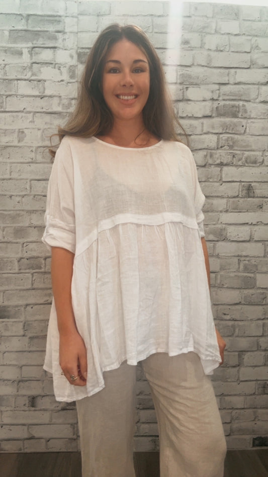 White Linen Blouse - 22003