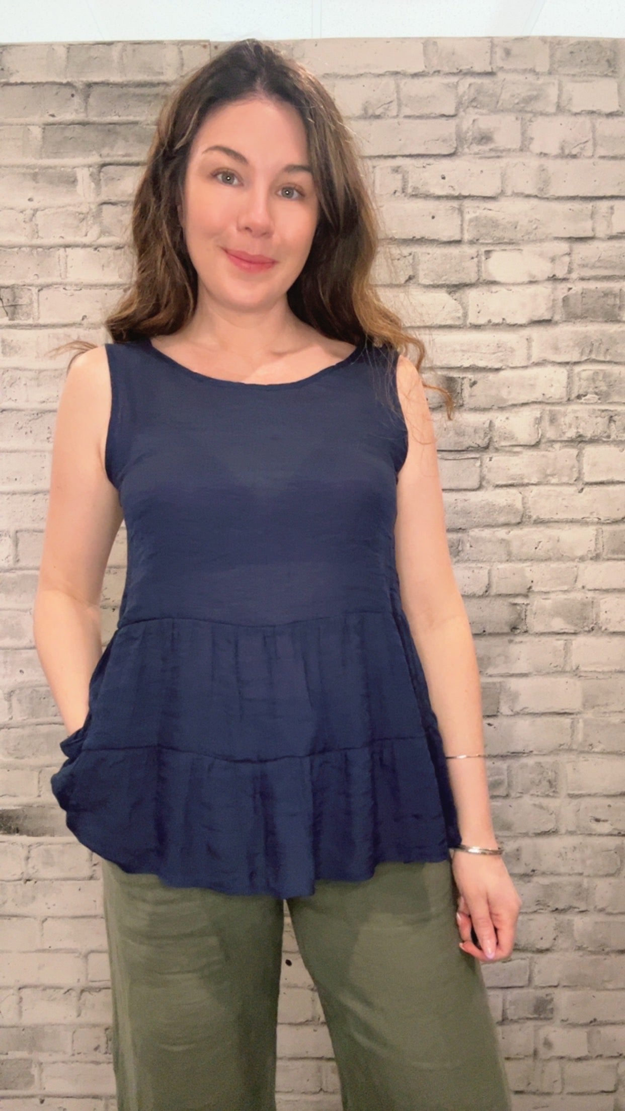 Tiered Blouse Navy 20024